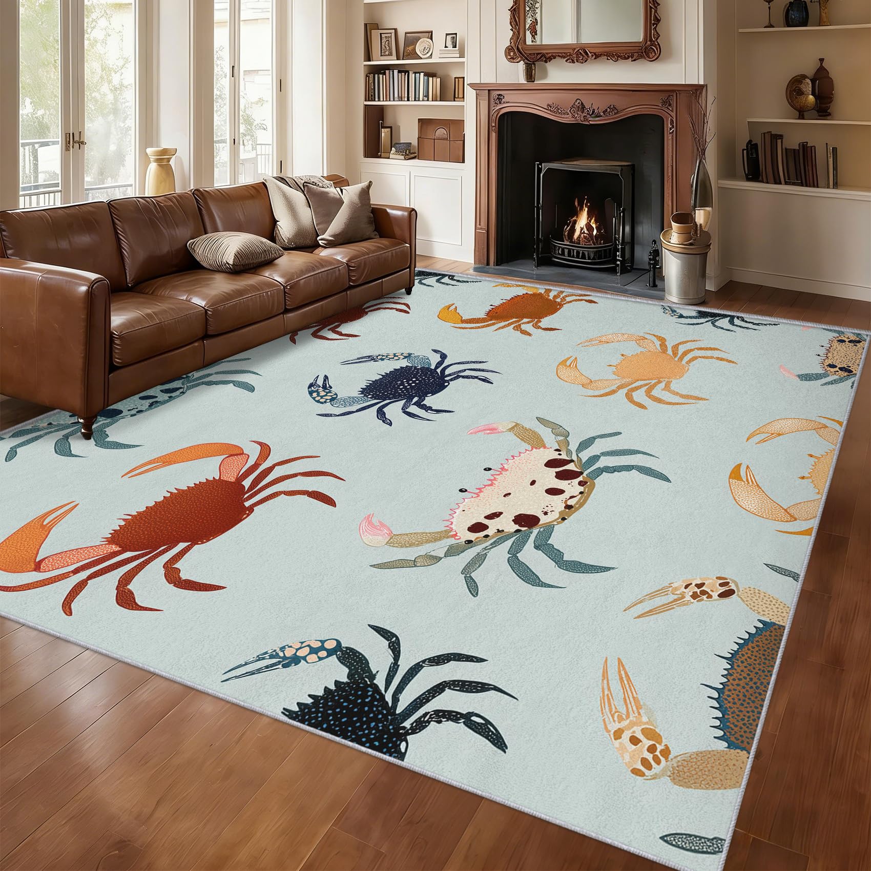 Generisch Teppich Wohnzimmer Krabbe Cartoon, Teppich Krabbe Niedliche Bunt für Schlafzimmer Deko, rutschfest Waschbar Weich Kurzflor Teppiche Gegend 120 x 160 cm QAZ86