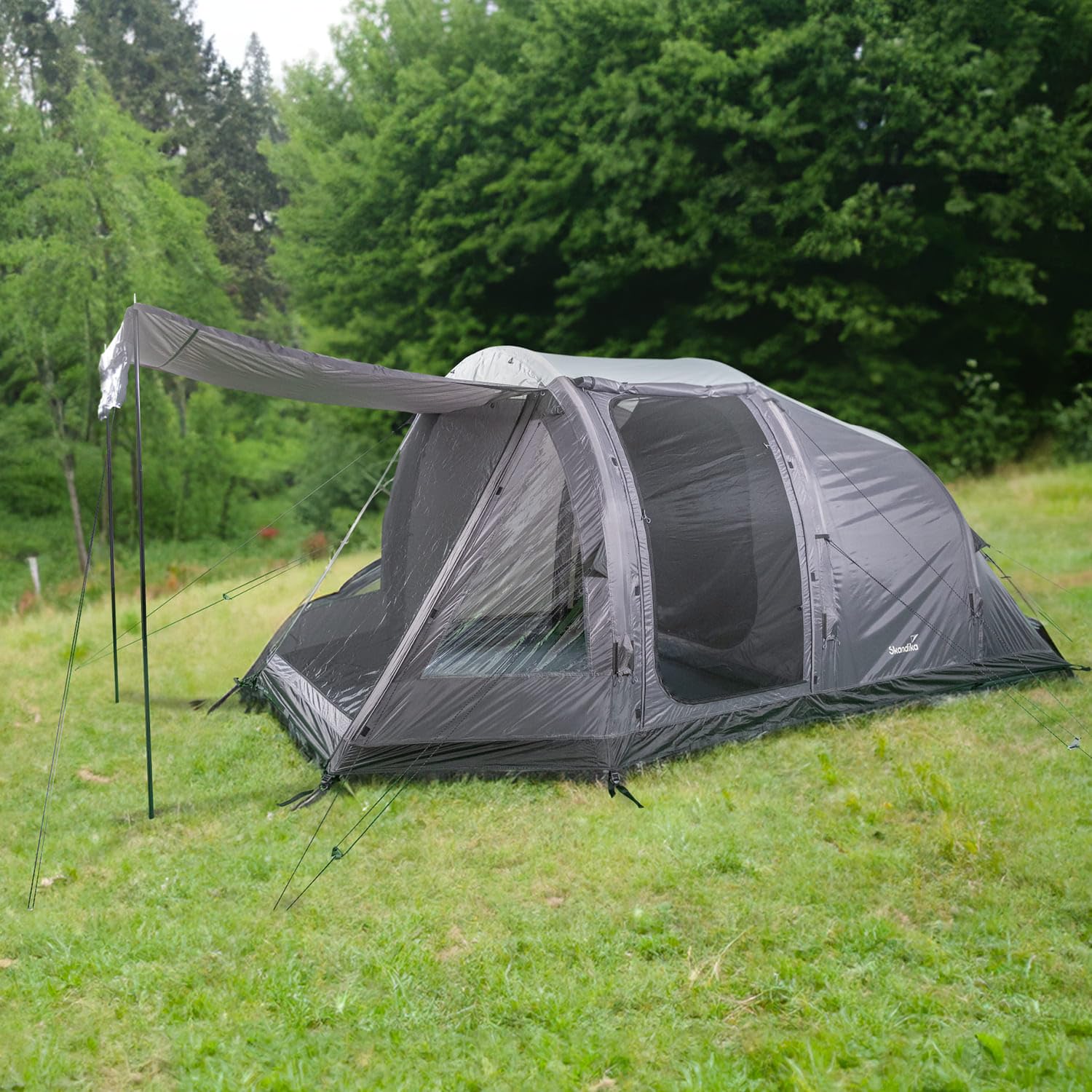 Skandika aufblasbares Zelt Folldal Air Protect | Luftzelt für 4-5 Personen, eingenähter Zeltboden, wasserdicht, 5000 mm Wassersäule, mit Pumpe, Sonnensegel | Camping Zelt, Tunnelzelt, Air Tent