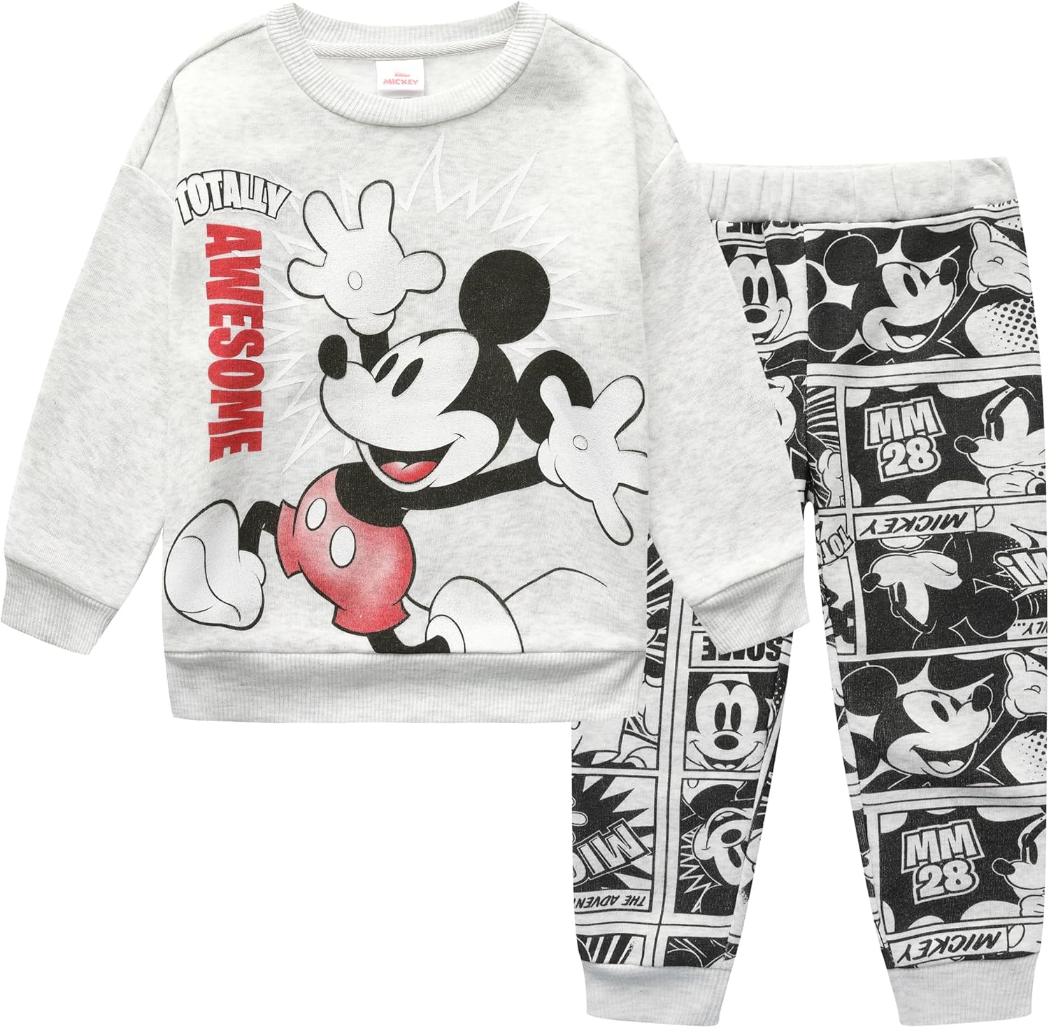 Disney Mickey Mouse Boys Sweatshirt and Pants Set for Toddler and Little Kids