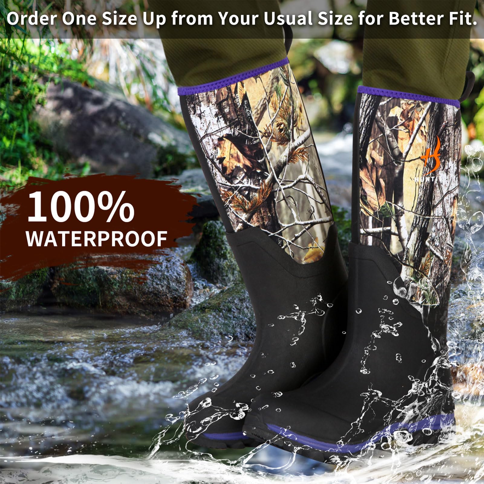 HUNTIT Gummi Jagd Boost für Frauen Isolierte Gummistiefel Wasserdichte Frauen Jagd Stiefel 6mm Neopren Outdoor Camo Stiefel