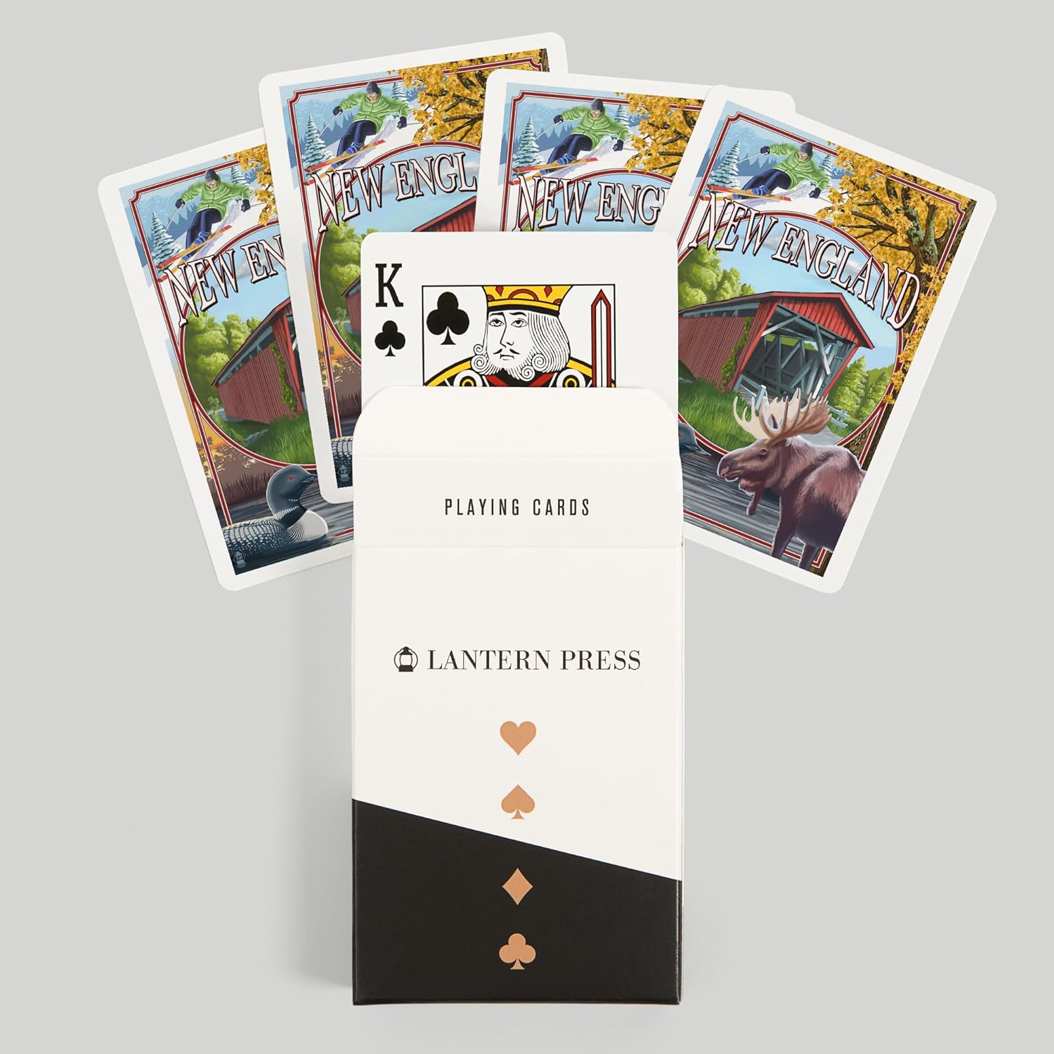 Lantern Press New England, Montage Scenes, 52 Playing Cards for Adults, Poker Size Card Deck
