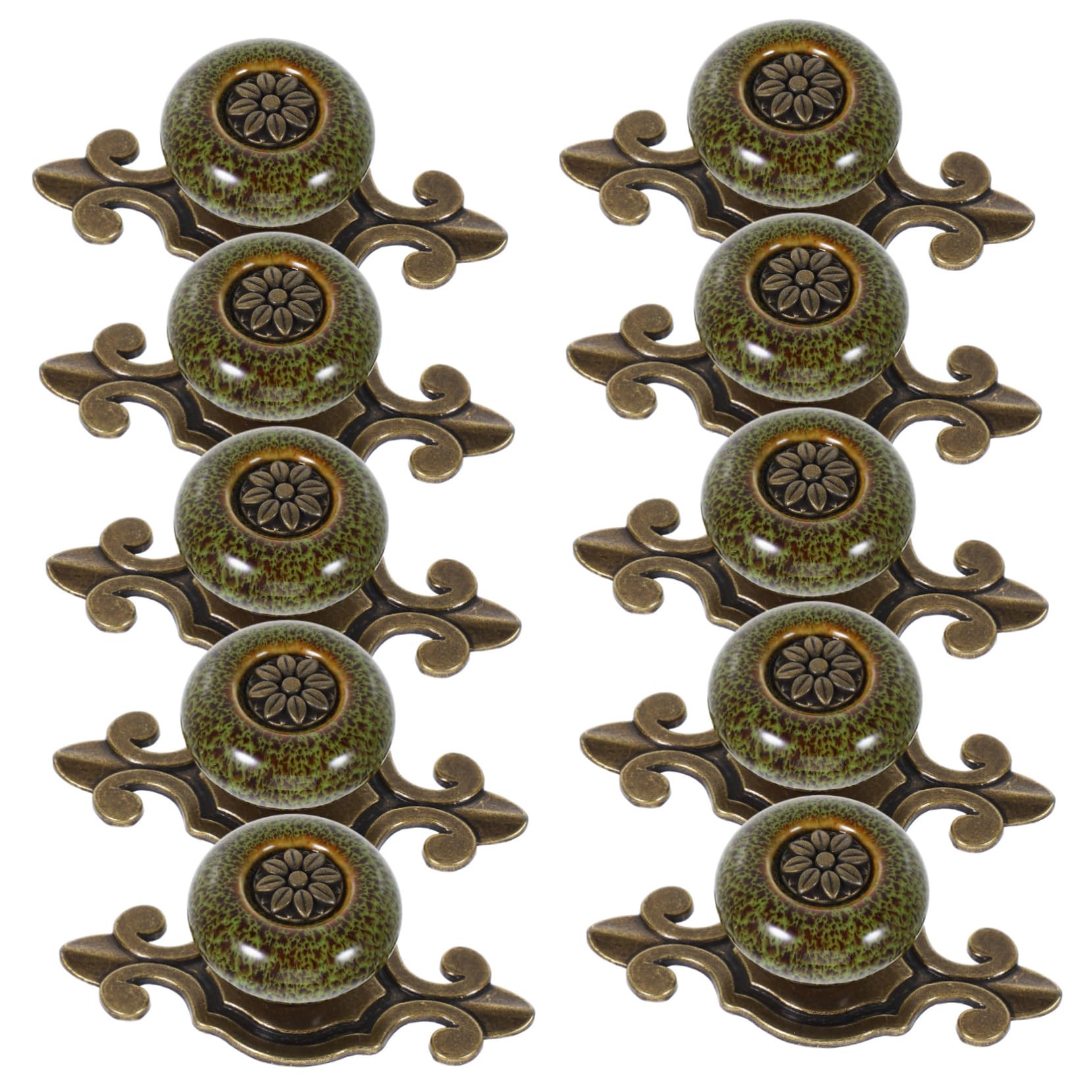 10 Pomelli per Mobili Verde in Lega di Zinco, Design Etnico Vintage, Facili da Installare, per Armadi e Cassetti