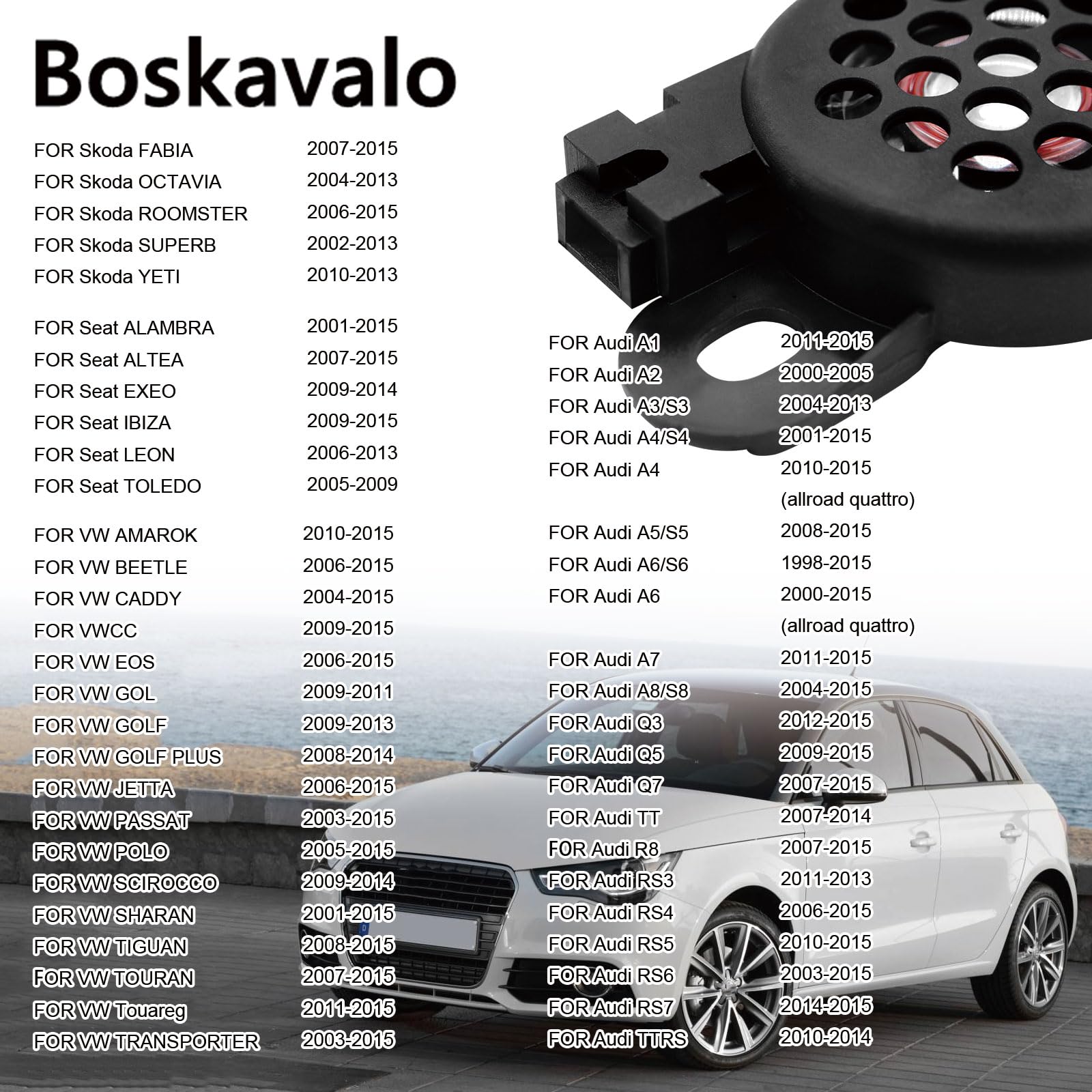 Boskavalo 5Q0919279 8E0919279 Parking Buzzer PDC Warning OPS Speaker Reversing Compatible with Audi A4 A5 A6, Compatible with VW Jetta Golf Passat