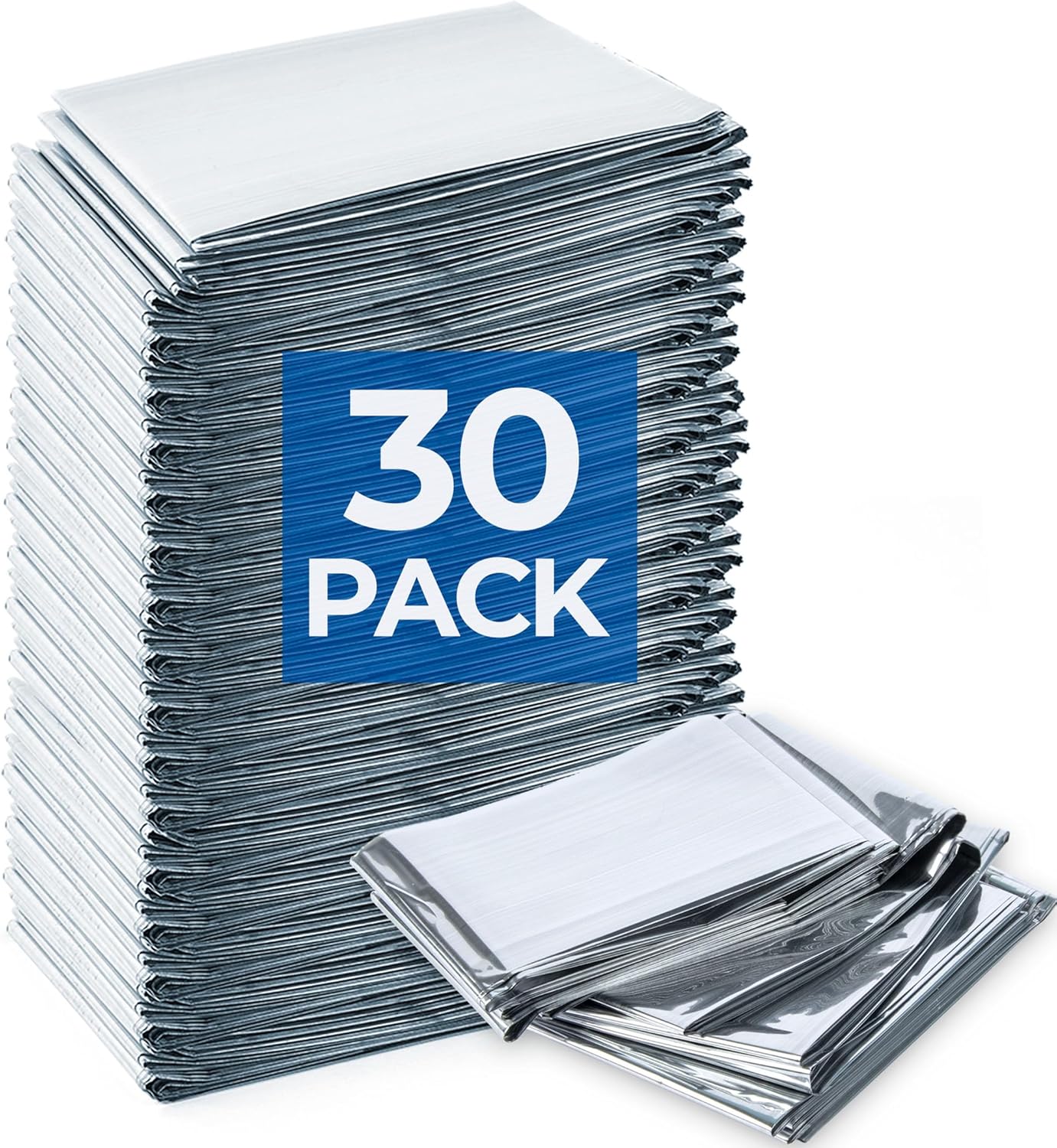 Emergency Blanket for Camping & Survival 30 Packs, 84″ L x 52″ W, Professional Grade Reusable Space Blanket, Provides Thermal Protection for Hunters, Hikers & Preppers in Snow and Cold Weather Emergency Blanket for Camping & Survival 30 Packs, 84″ L x 52″ W, Professional Grade Reusable Space Blanket, Provides Thermal Protection for Hunters, Hikers & Preppers in Snow and Cold Weather