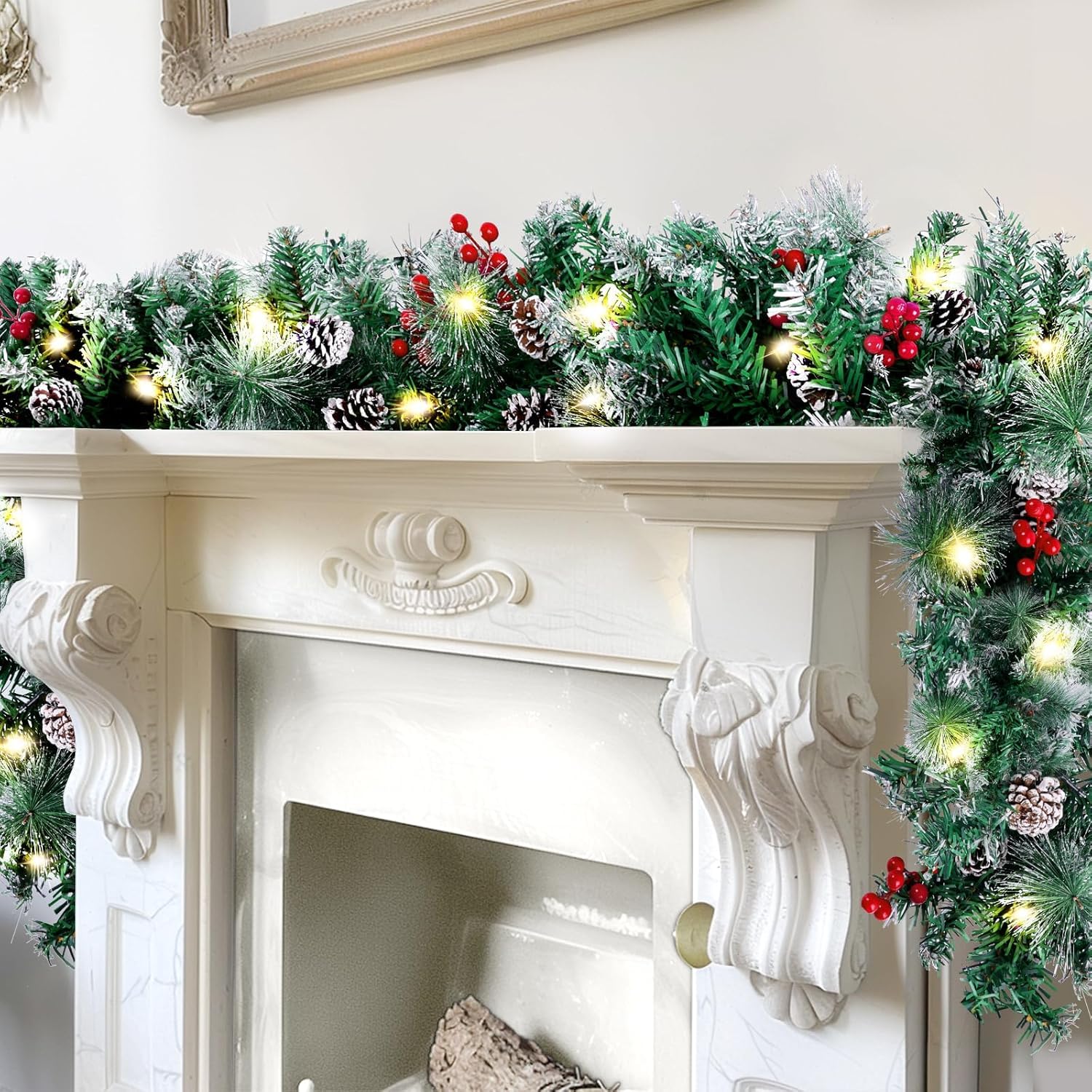 Ghirlanda Natalizia Luminosa 180cm - Con Luci LED, Pigne, Per Porte E Finestre, Batteria - Foto 9