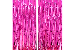 Shiny Hot Pink Party City Decorations, 2 Pack Tinsel Backdrop Curtains