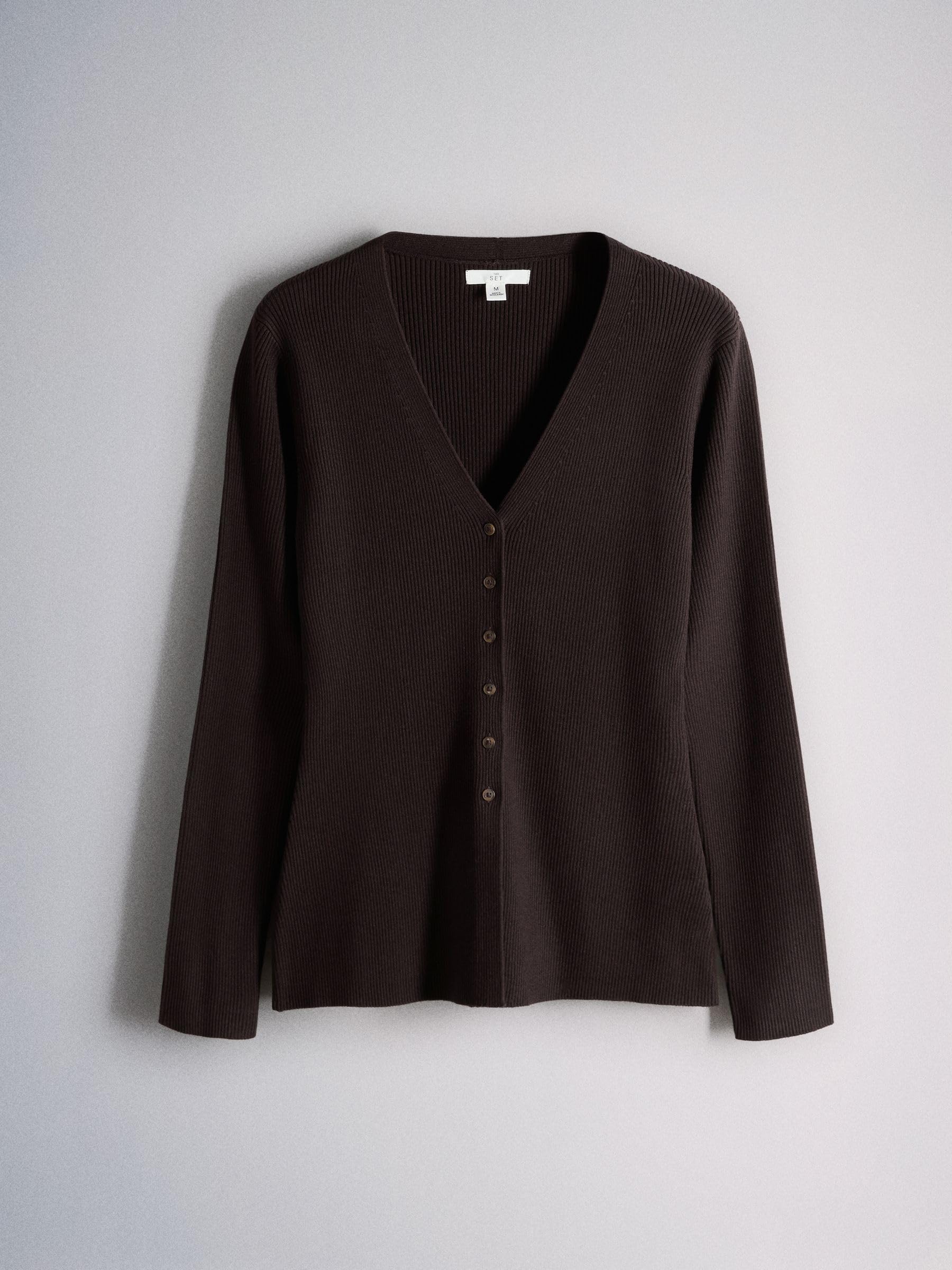 THE SET Donne Confezione da 3 Cardigan Eleganti in Maglia con Taglio Lungo, Scollo a V e Bottoni Alti in Vita