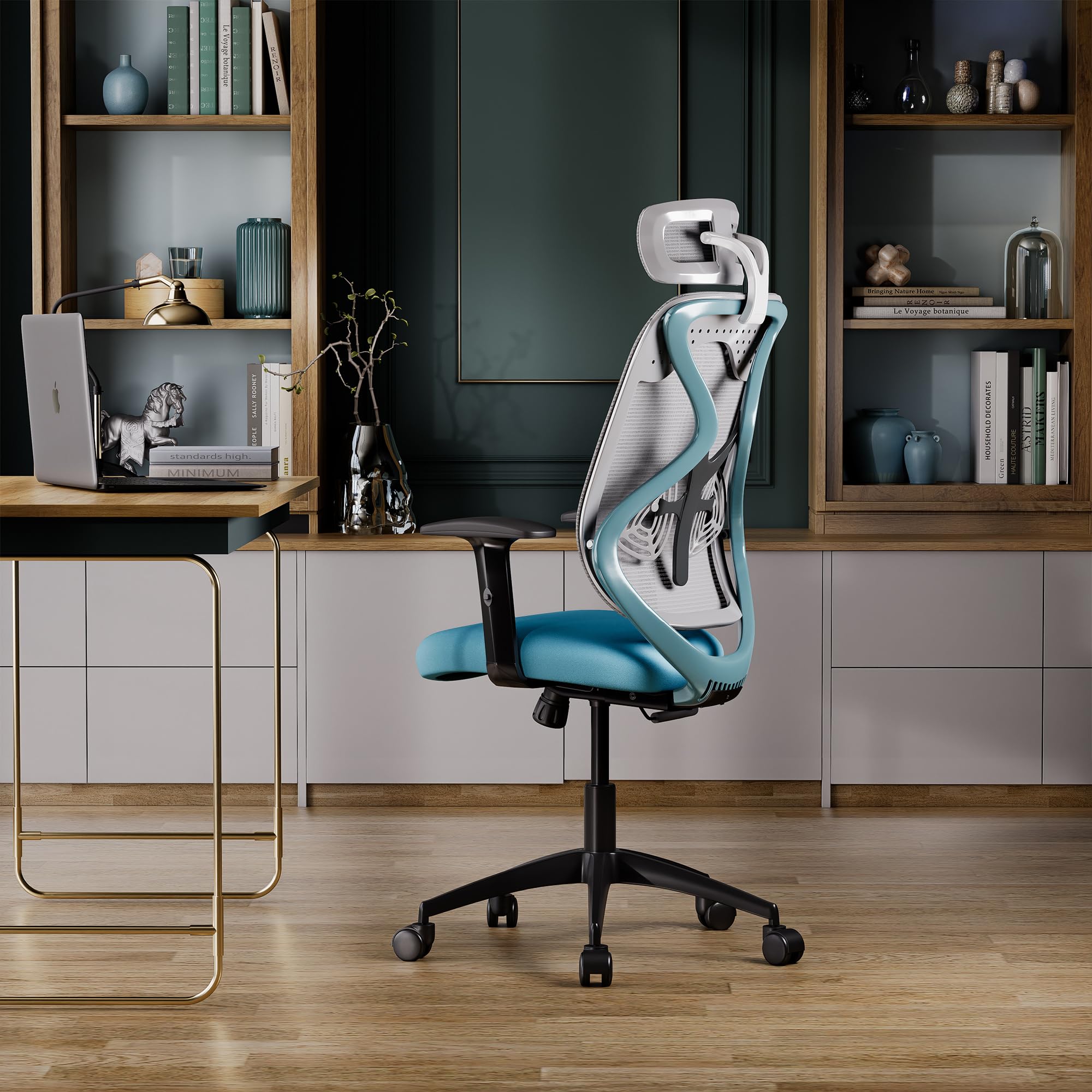 Wakefit Gravita Ergonomic Office Chair for Work | 3 Year Warranty | Multi-Lock Seat Slider and Recline | Soft Armrest with 3D Adjustability| Strong Nylon Base | 8+ Hours of Comfort| White and Green