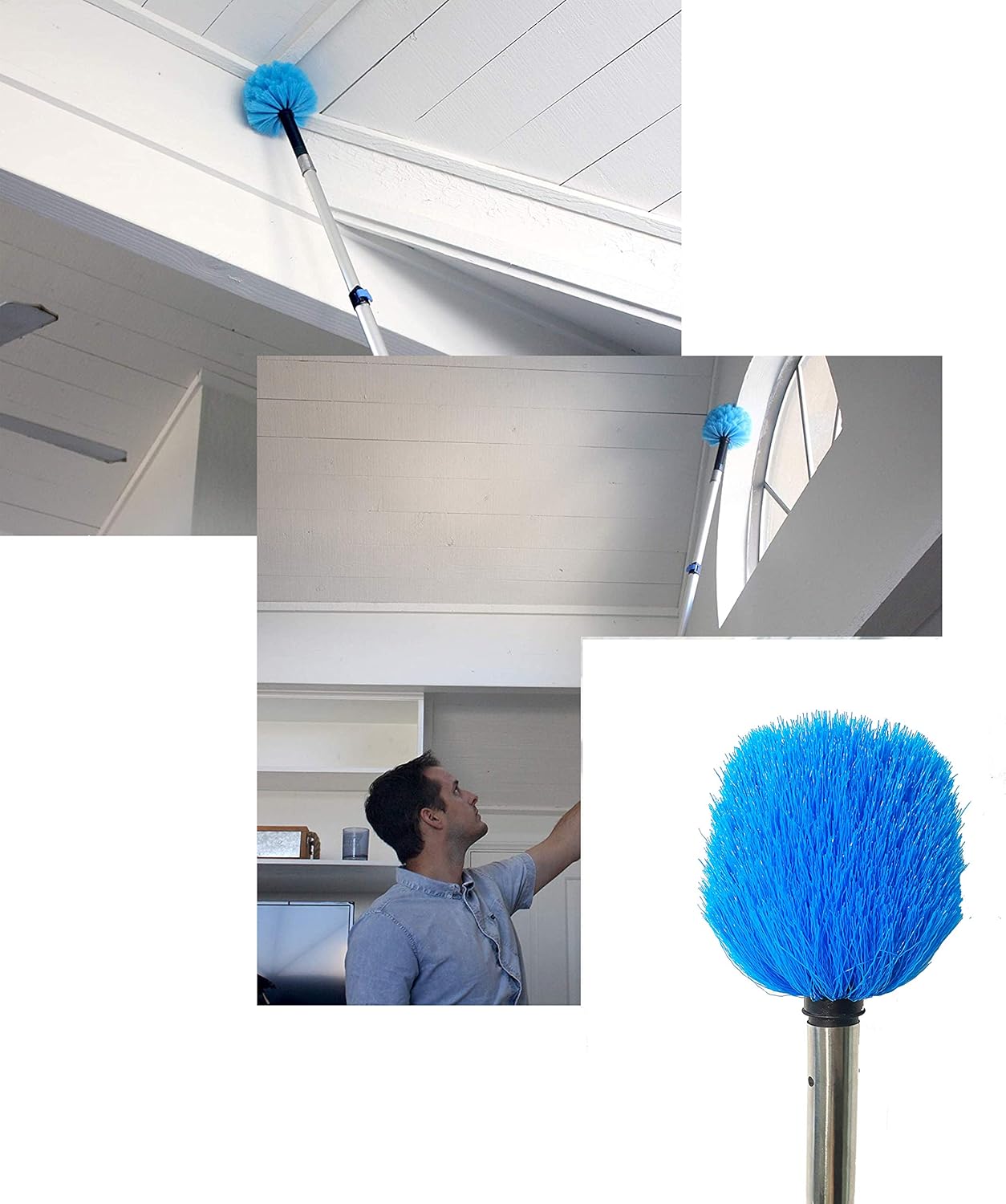 Rеvіеw Prоduсt Cobweb Duster - Extension Pole Combo - 10 FT Lightweight Stainless Steel Pole - Cobweb Brush with Medium-Stiff Bristles for Outdoor Use and Hand-Packaged Indoor