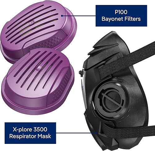 Miniatura 4 de Dräger X-plore 3500 half-face respirator mask with P100 particle filters against smoke particles from wildfire