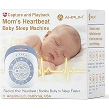 Mom&rsquo;s Real Heartbeat Sound Device, Womb Sound Recorder White Noise for Newborn, Soothing Baby Sleep Machine, Rechargeable, Timer &amp; Volume Control, Portable Infant Aid for Faster, Deeper Sleep
