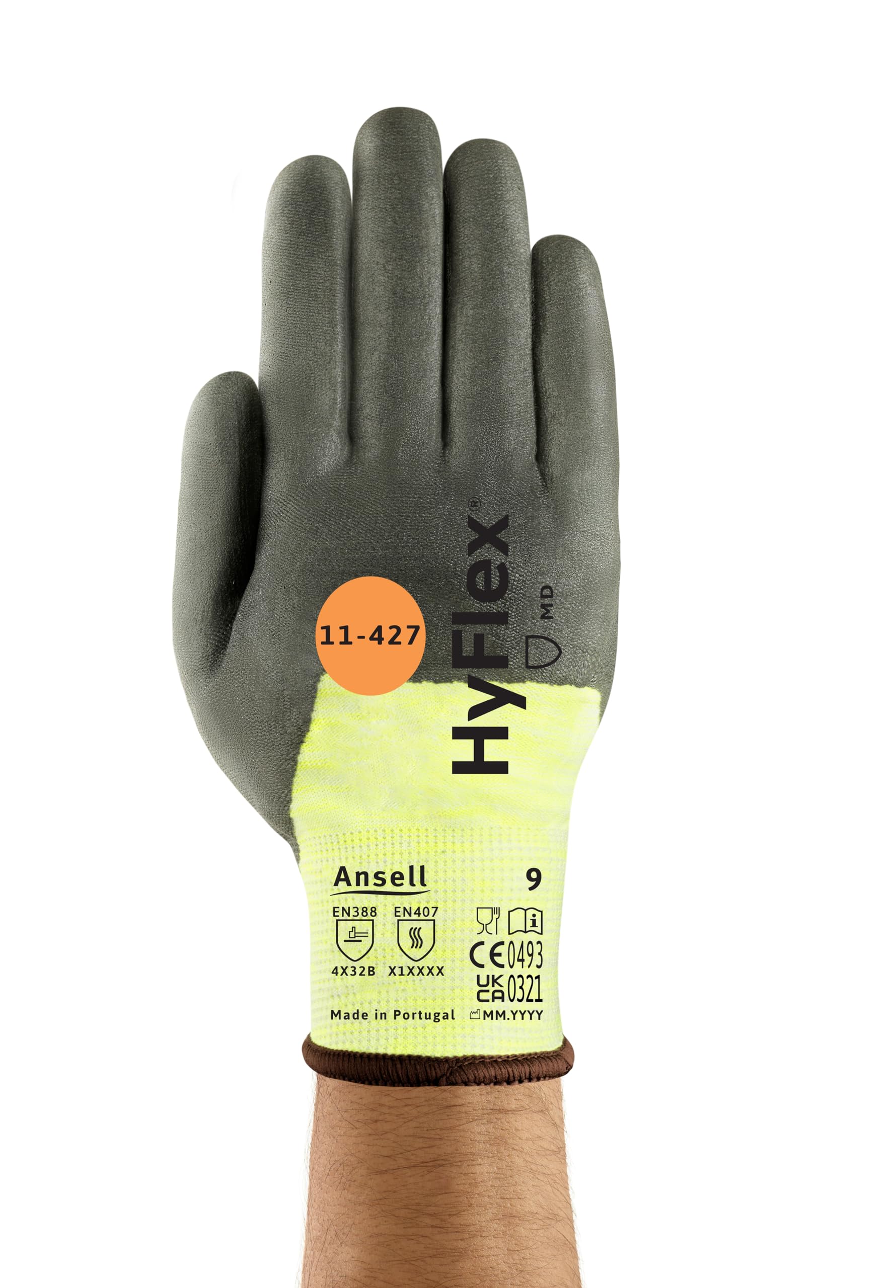 Ansell HyFlex 11-427 Gants de Travail Industriels, Protection Mécanique, Résistance aux Coupures, Gris, Taille XL (12 Paires)