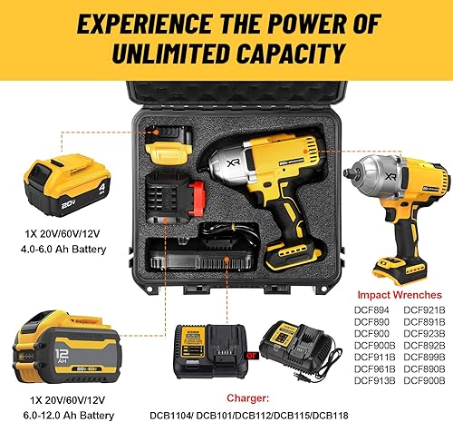 Miniatura 2 de Funda para llave de impacto y dinamométrico Dewalt - Caja de herramientas dura impermeable para juego Dewalt, bolsa de kit combinado de herramientas