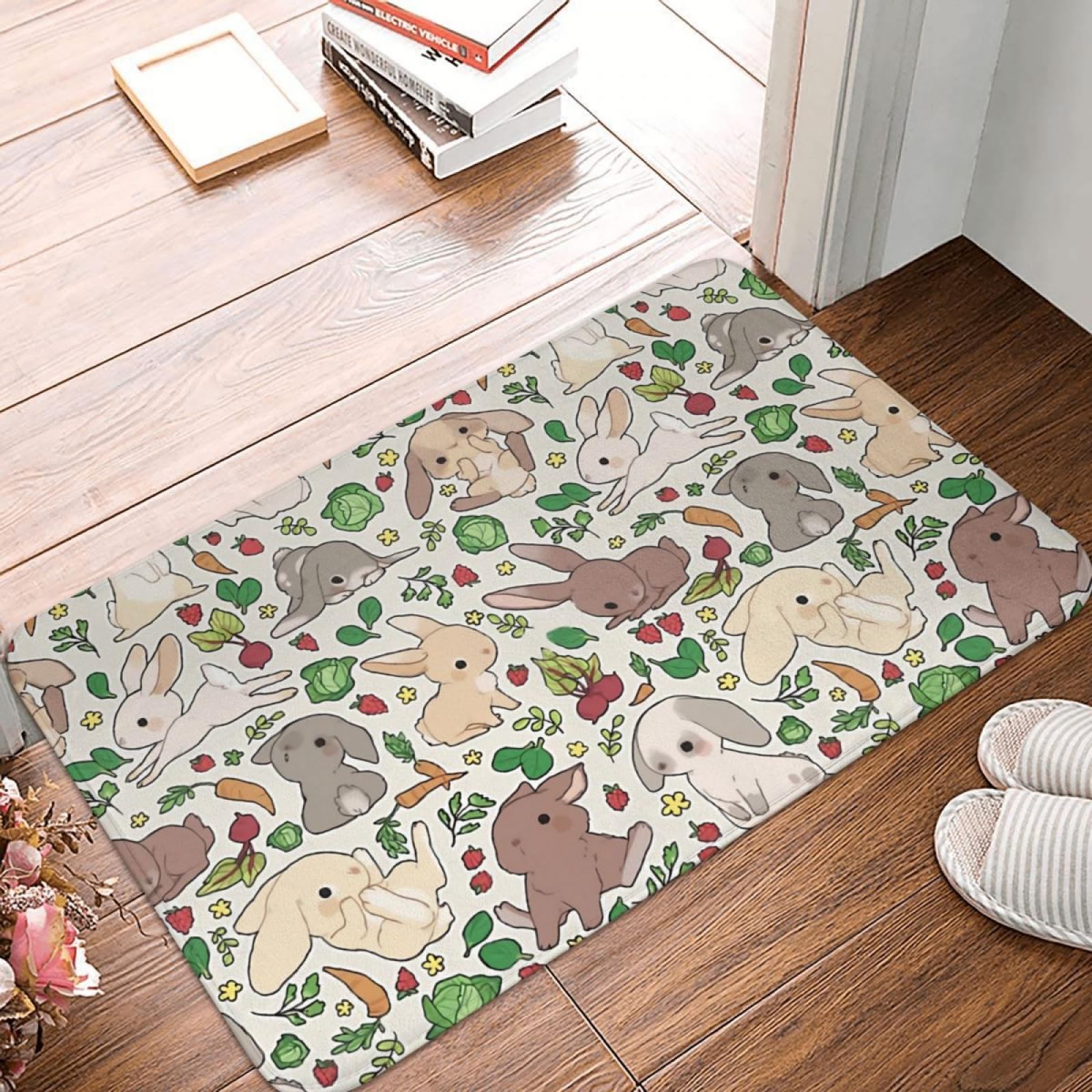 Tapis d'entrée lapin en velours de qualité supérieure absorbant