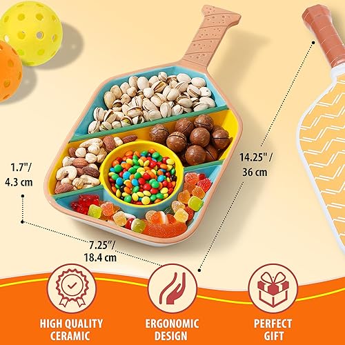 Miniatura 2 de Bandeja de aperitivos de paleta de pickleball - Bandeja de servir con bolas de pepinillo para aperitivos - Bandeja de servir en forma de paleta con
