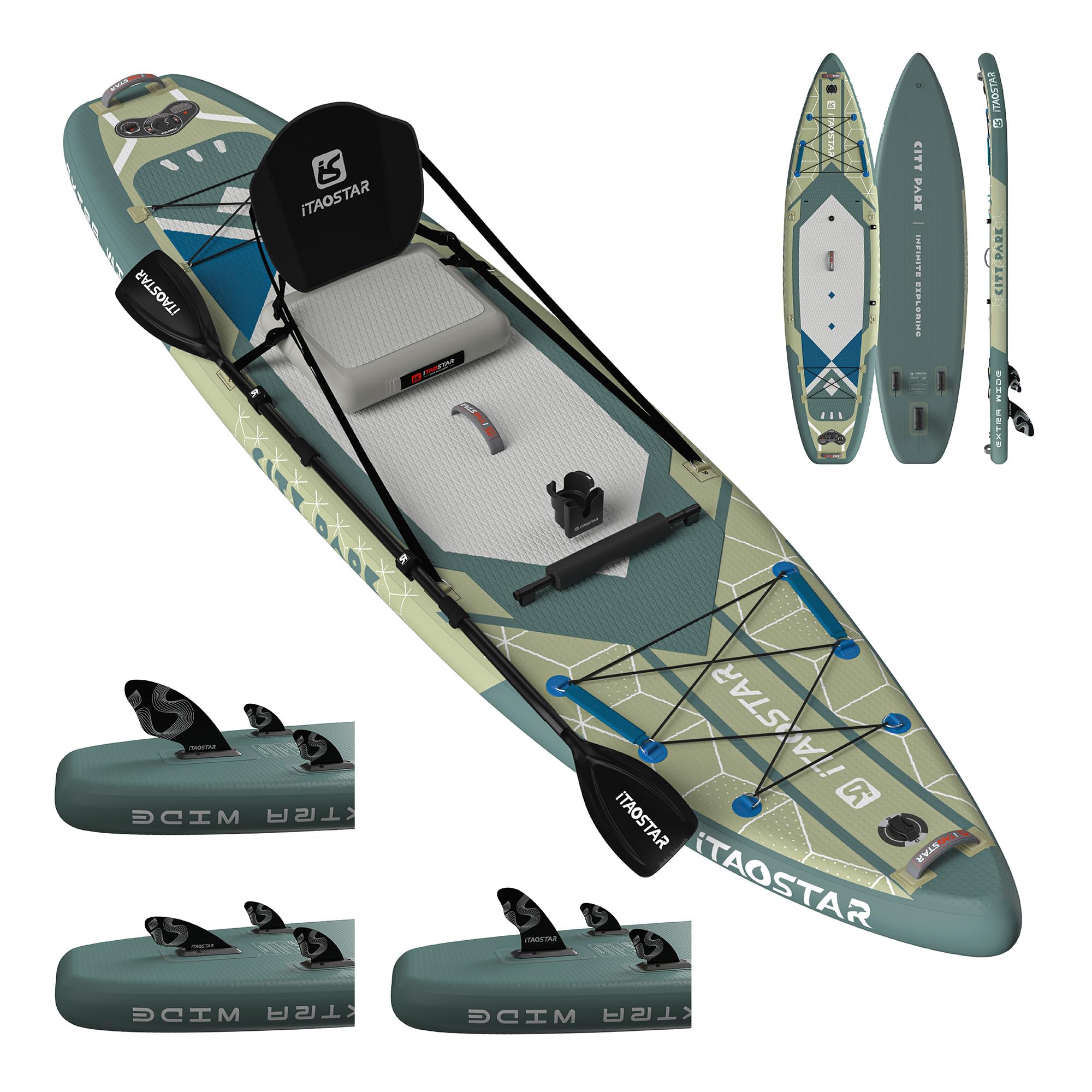 iTAOSTAR C03EP 35" Wide Paddle Board, More Fun Inflatable SUP Board with 5 Fins,12 Foot Stand Up Paddle Board with Premium SUP Accessories for Adults of All Skill Levels