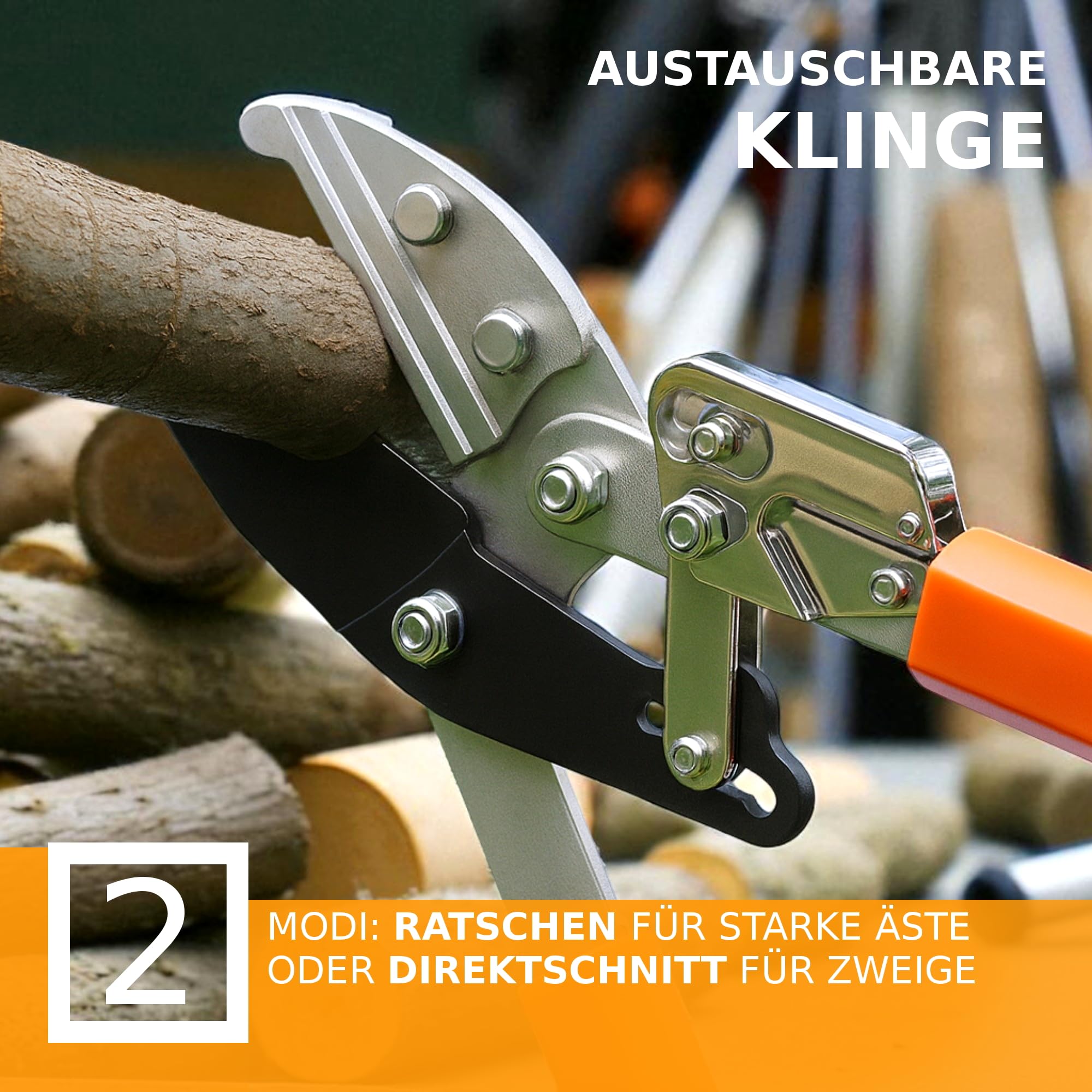 Teleskop Amboss Baumschere Astschere mit 6x Verstellung, mit Ratsche & Übersetzung für dicke Äste, Amboss Heckenschere Gartenschere Lang, Ast Baum Garten Schere, Profi-Gartenwerkzeug