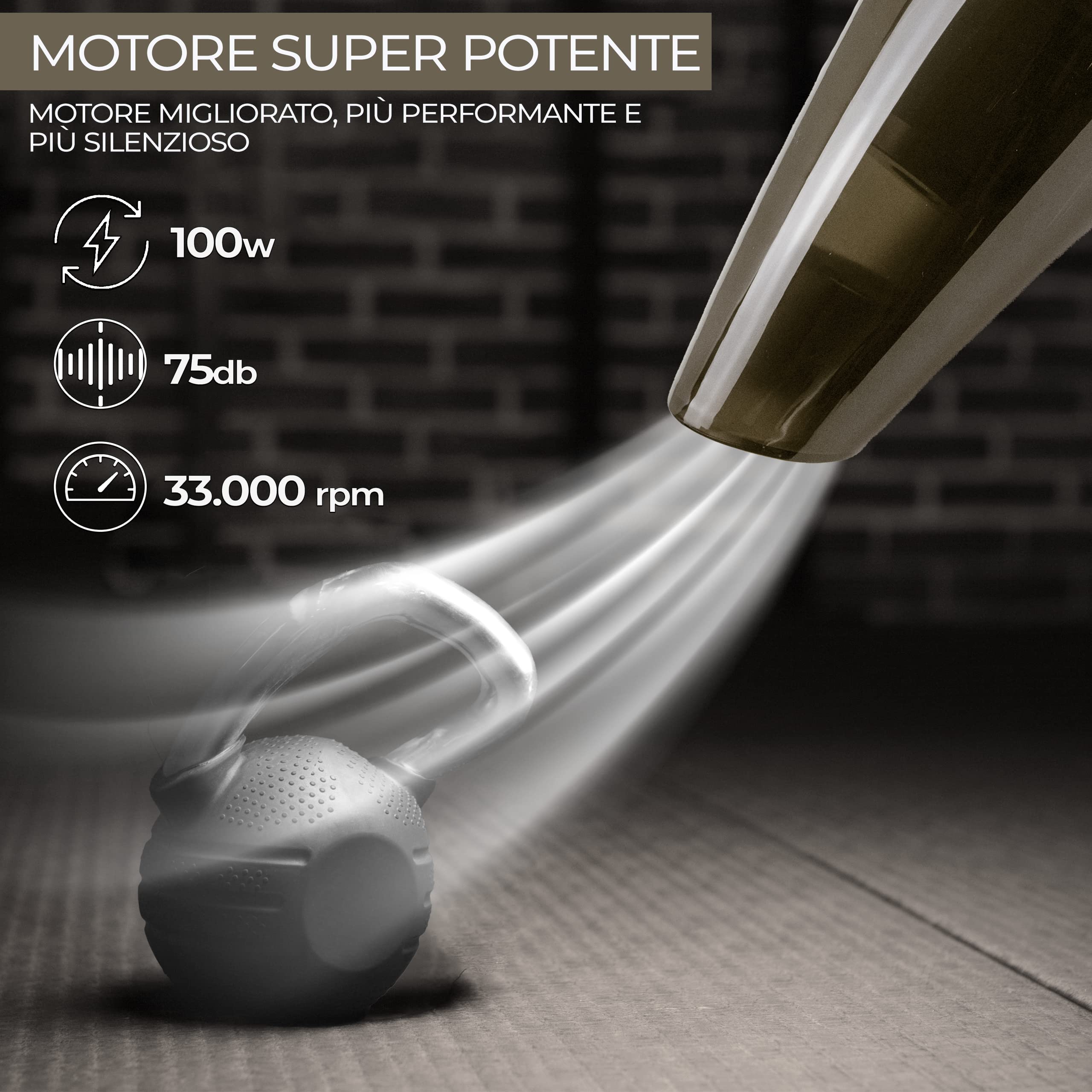Aspirabriciole e Aspirapolvere Auto 100W | Forza Aspirante 5000PA | Senza Fili con Accessori | Portatile per Auto e Casa | Design Compatto per una Pulizia Efficace ovunque