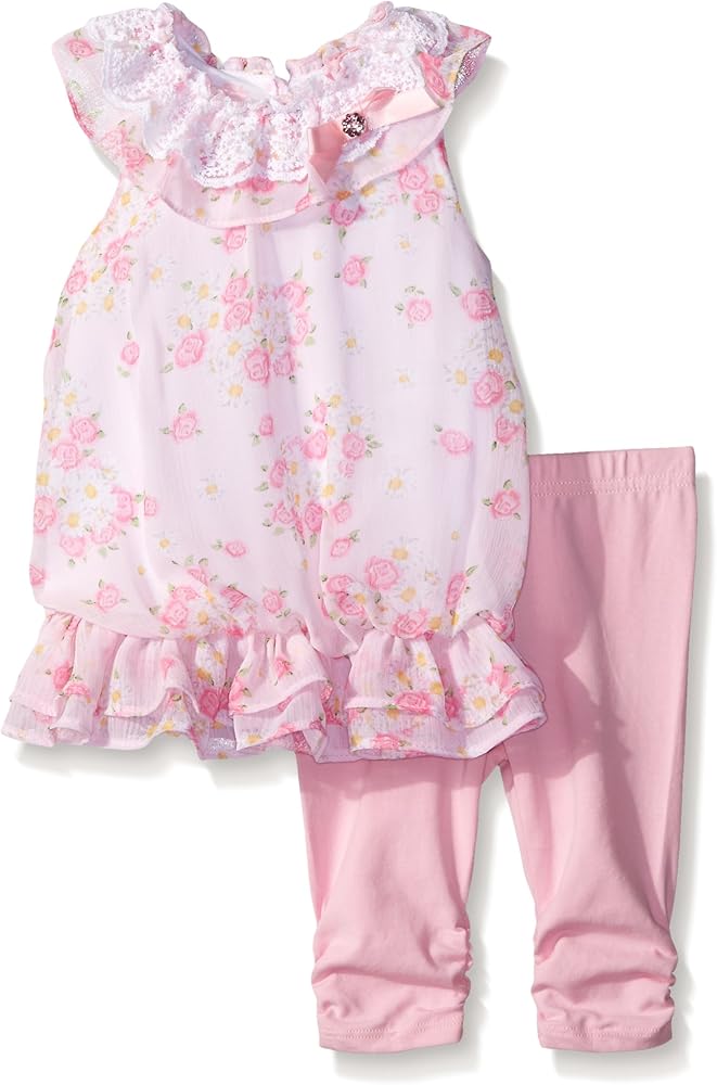 Amazon Com Nannette Baby Girls Little Floral Chiffon Bubble Legging Set Pink 12 Months Clothing Shoes Jewelry