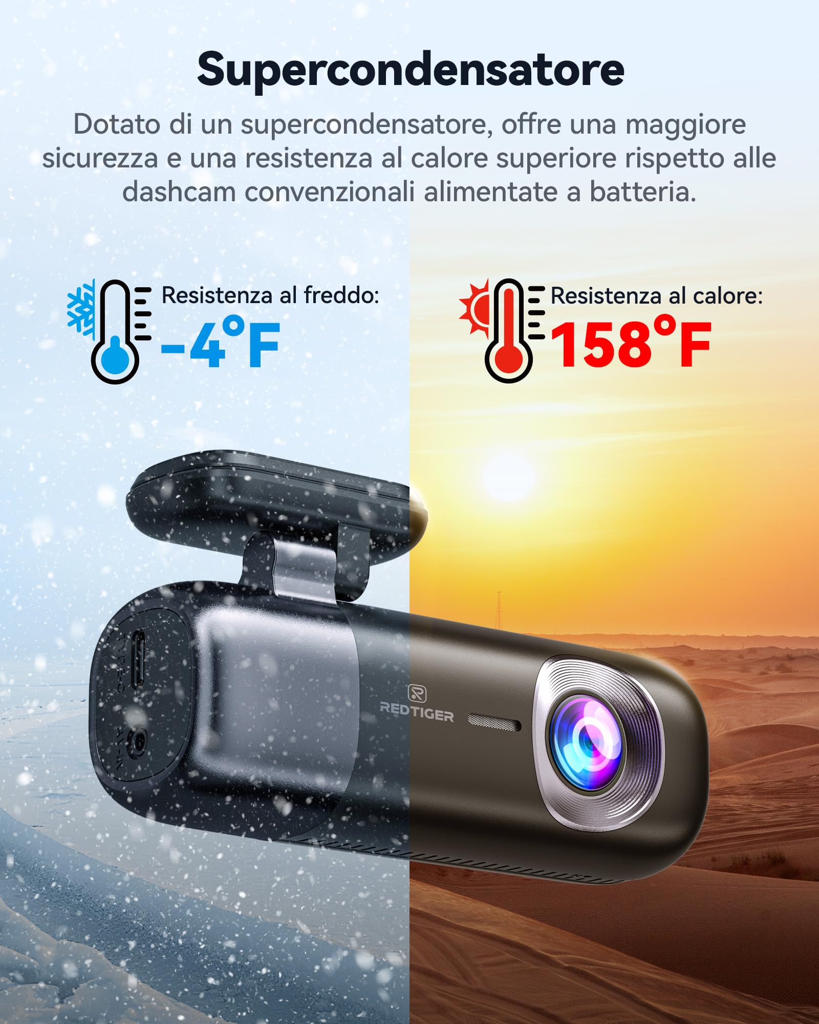 REDTIGER Dash Cam Auto 4K + 1080P, Anteriore e Posteriore, Dashcam Auto con WiFi e GPS, Registrazione in Loop, Modalità Parcheggio, Controllo APP,Supporto Massimo 256 GB(F9)