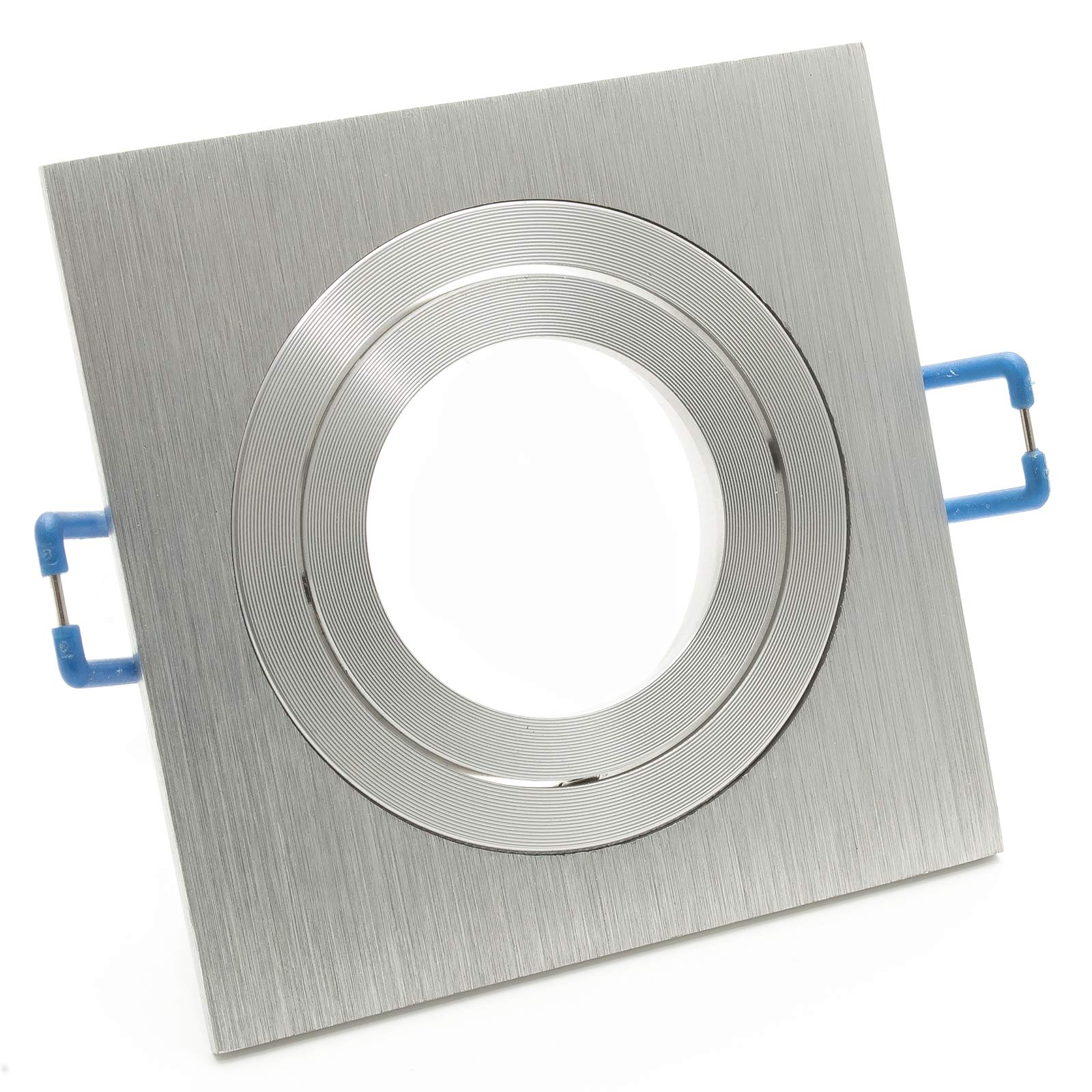 Porta Faretto Orientabile Quadrato Da Incasso 8cm - Alluminio Argento Per Cartongesso, Attacco GU10