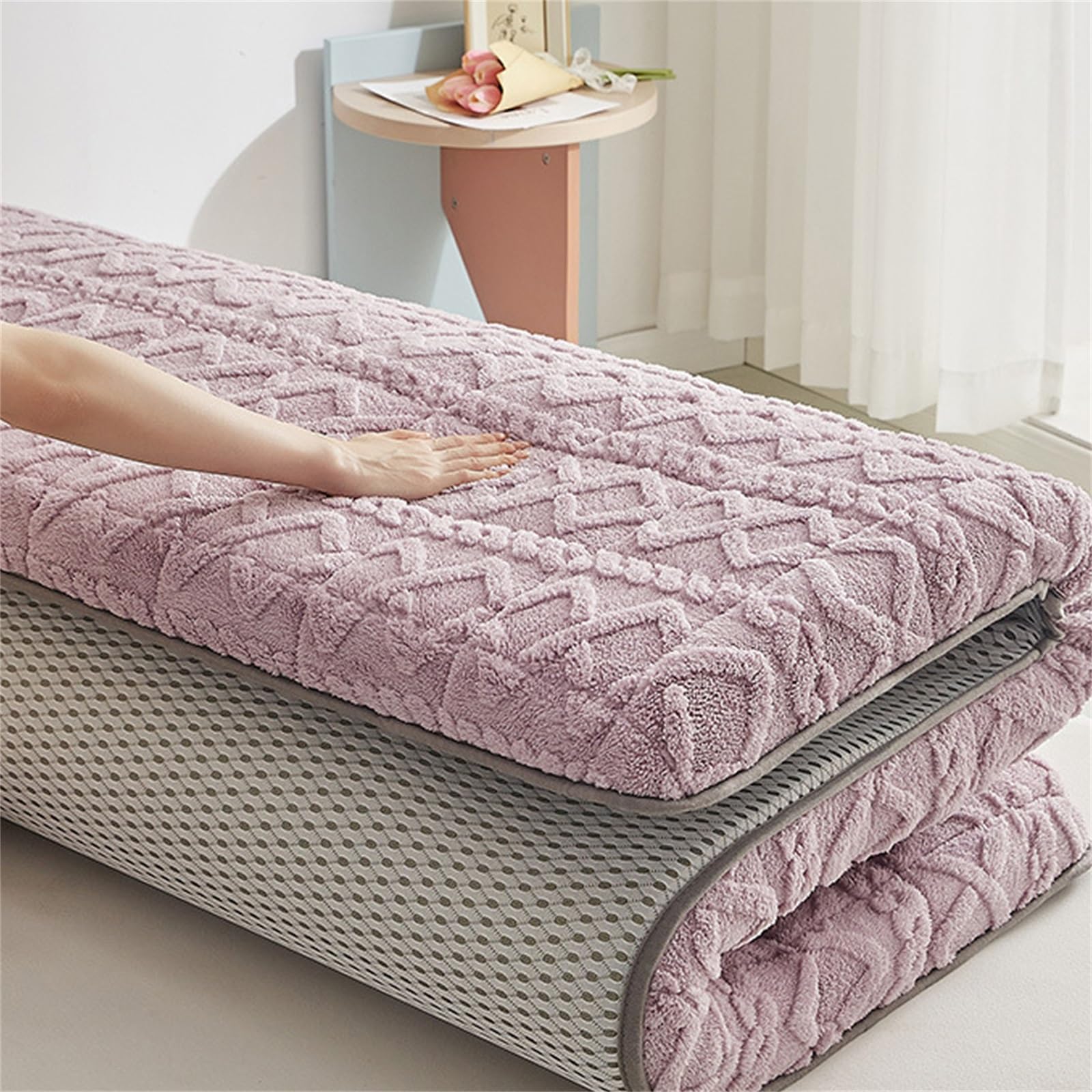 Futon-Matratze, tragbar, faltbar, rutschfestes, atmungsaktives Design für Zuhause und Camping