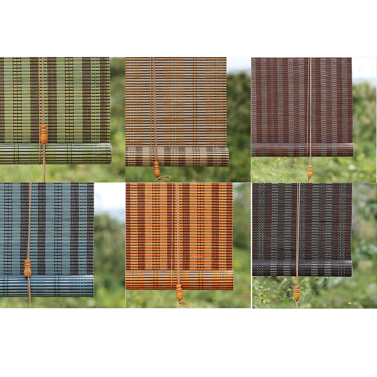 Naturalne rolety bambusowe – drewniane rolety rzymskie o niestandardowym rozmiarze do użytku wewnątrz / na zewnątrz, idealne do patio, ogrodów, balkonów i drzwi, aby zwiększyć prywatność i ochronę