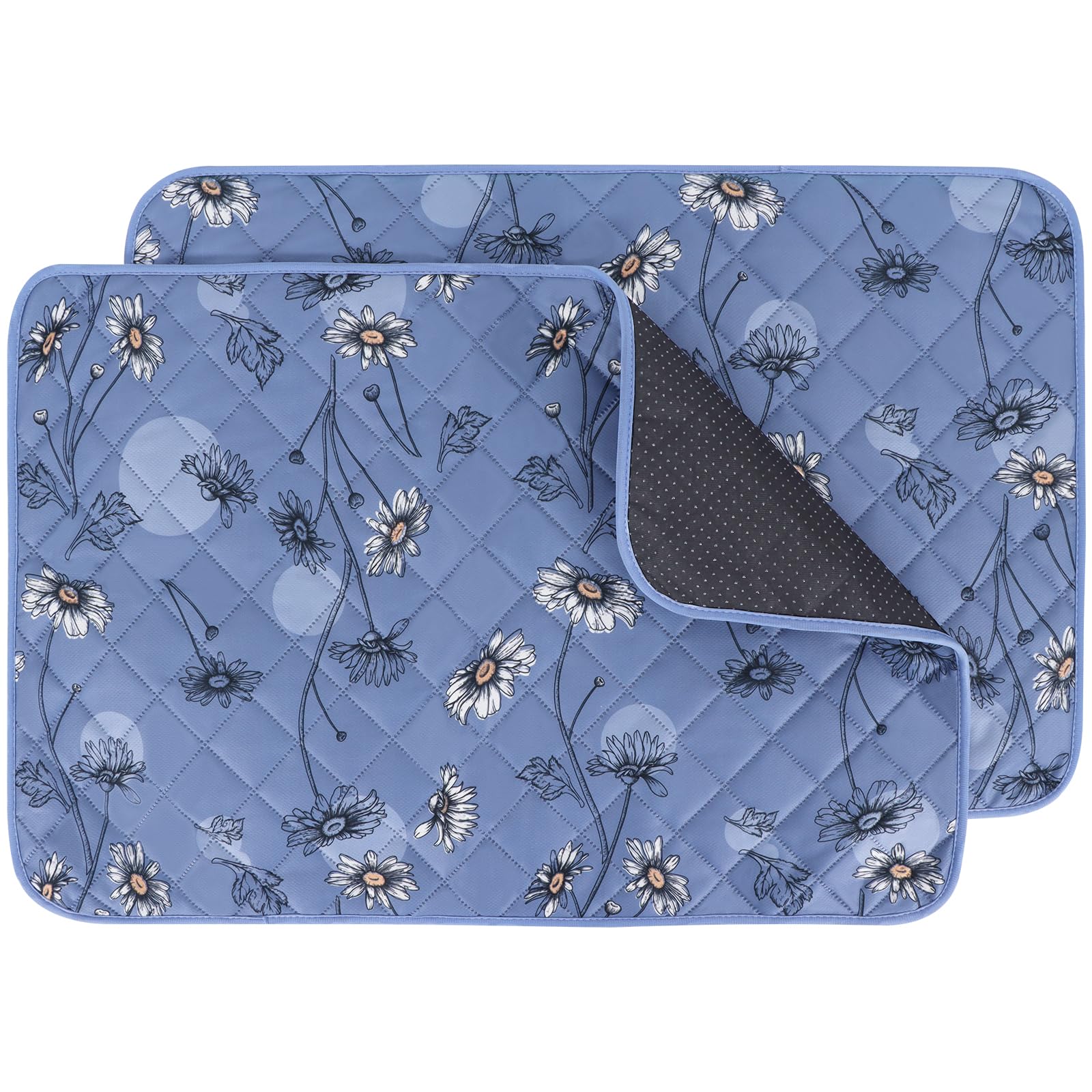 IEUUMLER Washable Pee Pads for Dogs, 2 Pack Waterproof & Non-Slip Pack Whelping Pad, Reusable Washable Puppy Potty Training Pad with Fast Absorbent for Playpen FC013 (Gray Blue Daisy,60*45 cm-2 pcs) — image 1