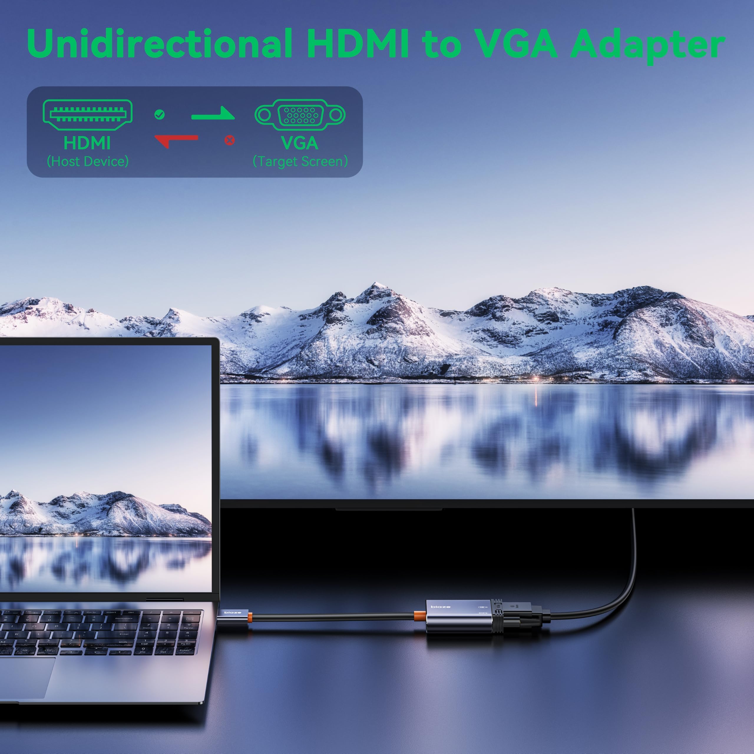 Lot de 10 adaptateurs HDMI vers VGA, convertisseur vidéo 1080p pour ordinateur portable, PC, TV, moniteur, projecteur, câble connecteur plaqué or (lot de 10)