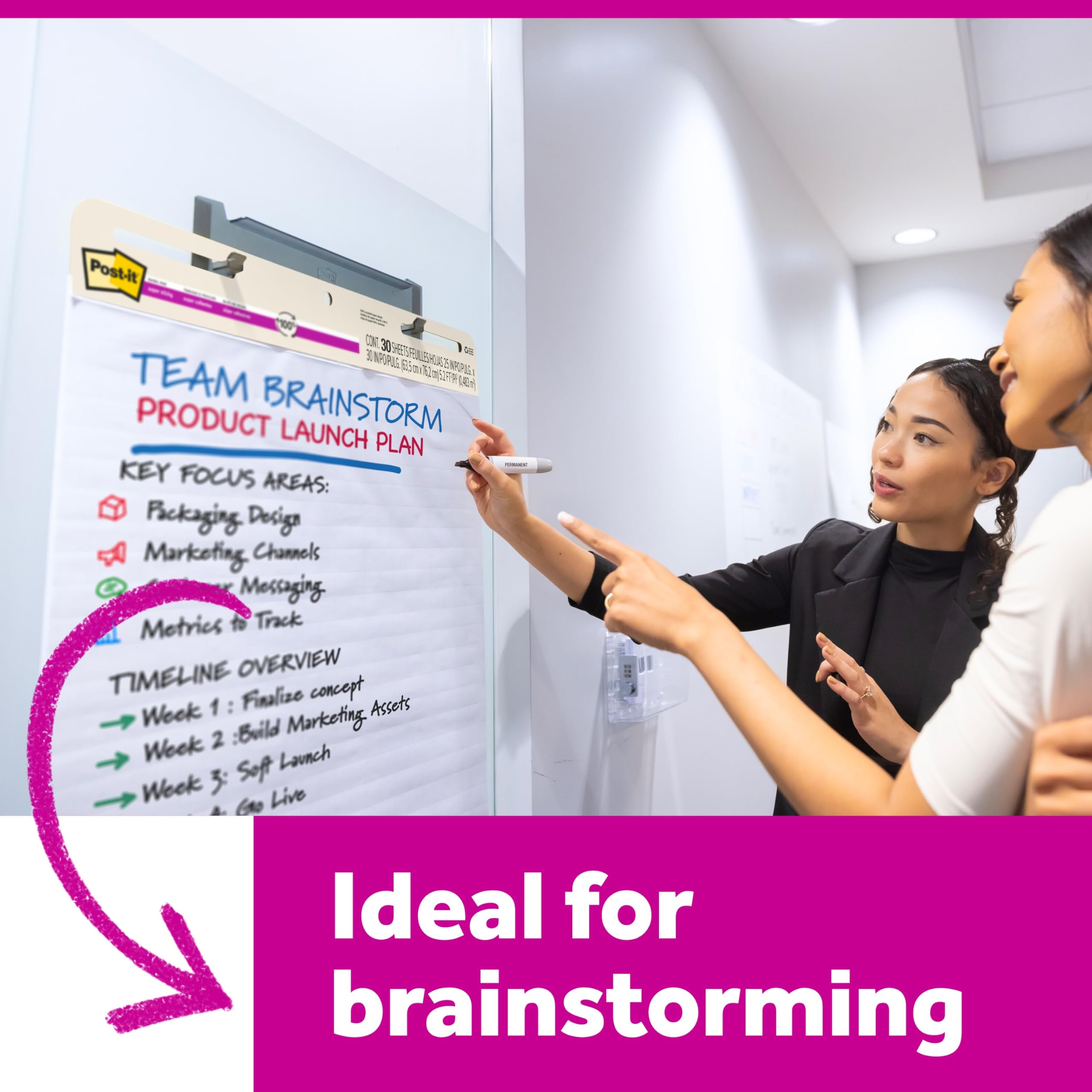 Post-it Super Sticky Staffelei Pad Pad-Wandhalterung 2 Hangers grau | Ideal für virtuelle Lehrer und Schüler