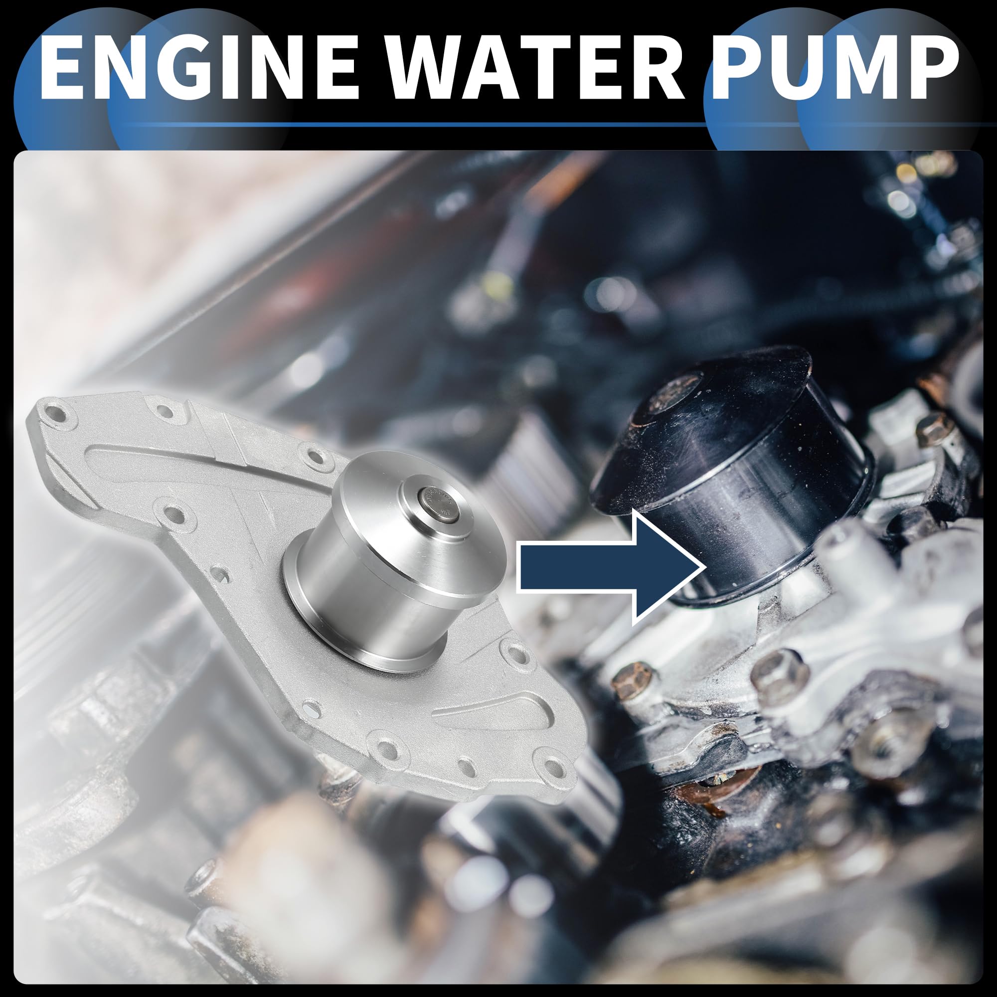 Pompa Dell'acqua Motore Completa Con Kit Guarnizioni Per Chrysler E Dodge | Set Da 23x9.5cm, Cinghia E Tenditore Inclusi - 2