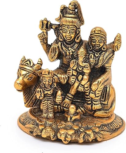 Lord Shiva Familia hecha de metal Shiv Parivar Parvati Ganesha Kartik Estatua de ídolo tradicional para el hogar, oficina, templo Puja, decoración