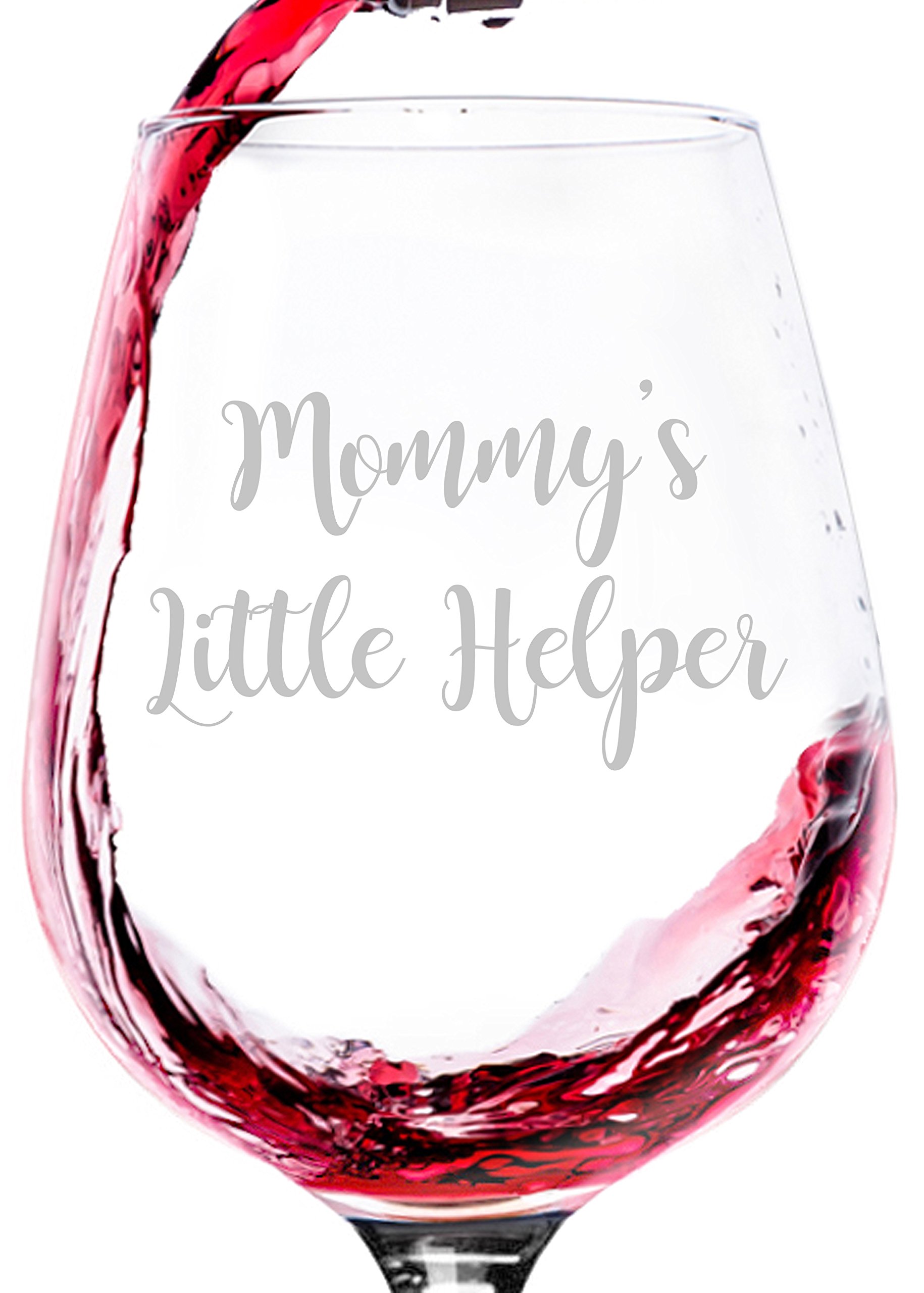 Funny Gifts for Women, Mom - Wine Glass: Mommy's Little Helper - Unique Christmas Gift for Wife, Her - Best Xmas Gag Mom Gifts for New Mom from Husband - Novelty Bday Present Idea for Daughter, Sister