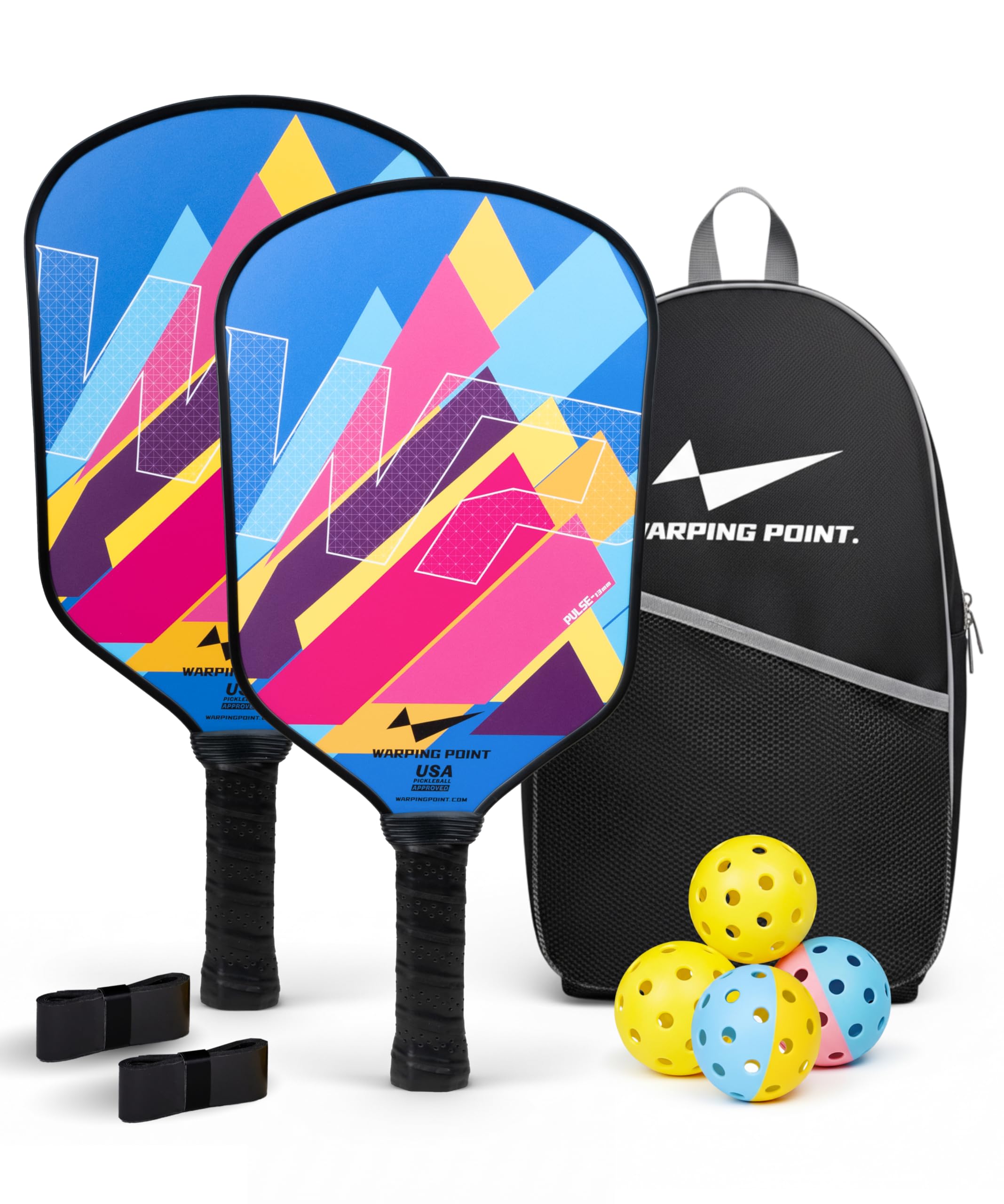 Warping Point USAPA Approved Fiberglass Pickleball Set (2 Paddles) for All Ages