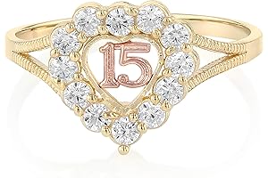 Anillo de oro de 14 kilates y quince años de eternidad con diseño de corazón