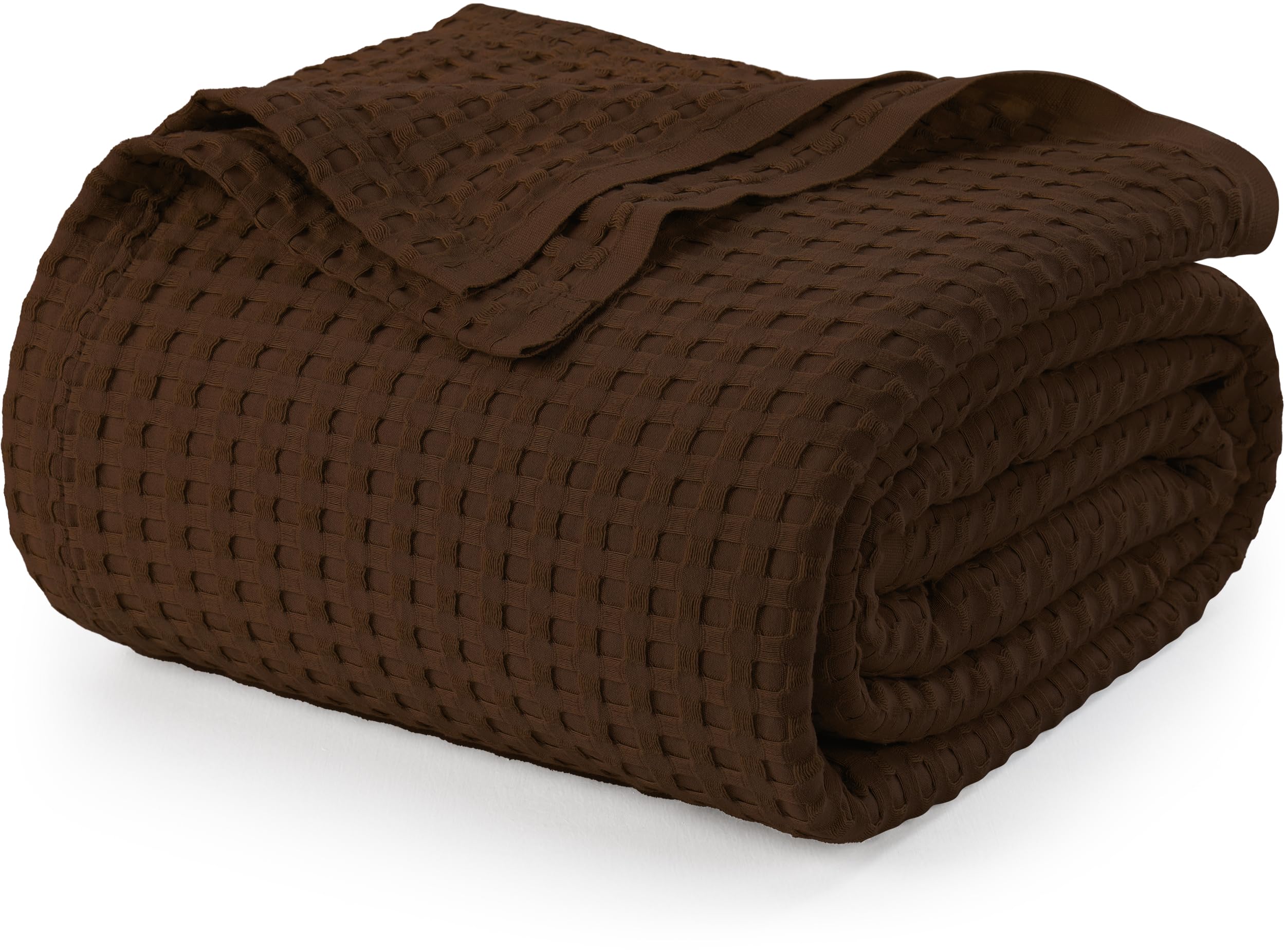 Utopia Bedding Brown 100% Cotton Waffle Blanket 300 GSM [Twin - 90x72 Inch] Soft Lightweight Breathable Bed Blanket for All Season