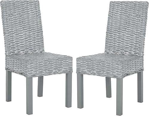 Safavieh FOX6525A-SET2 Safavieh Home Collection - Silla de comedor con lavado de trigo, juego de 2, color gris/blanco