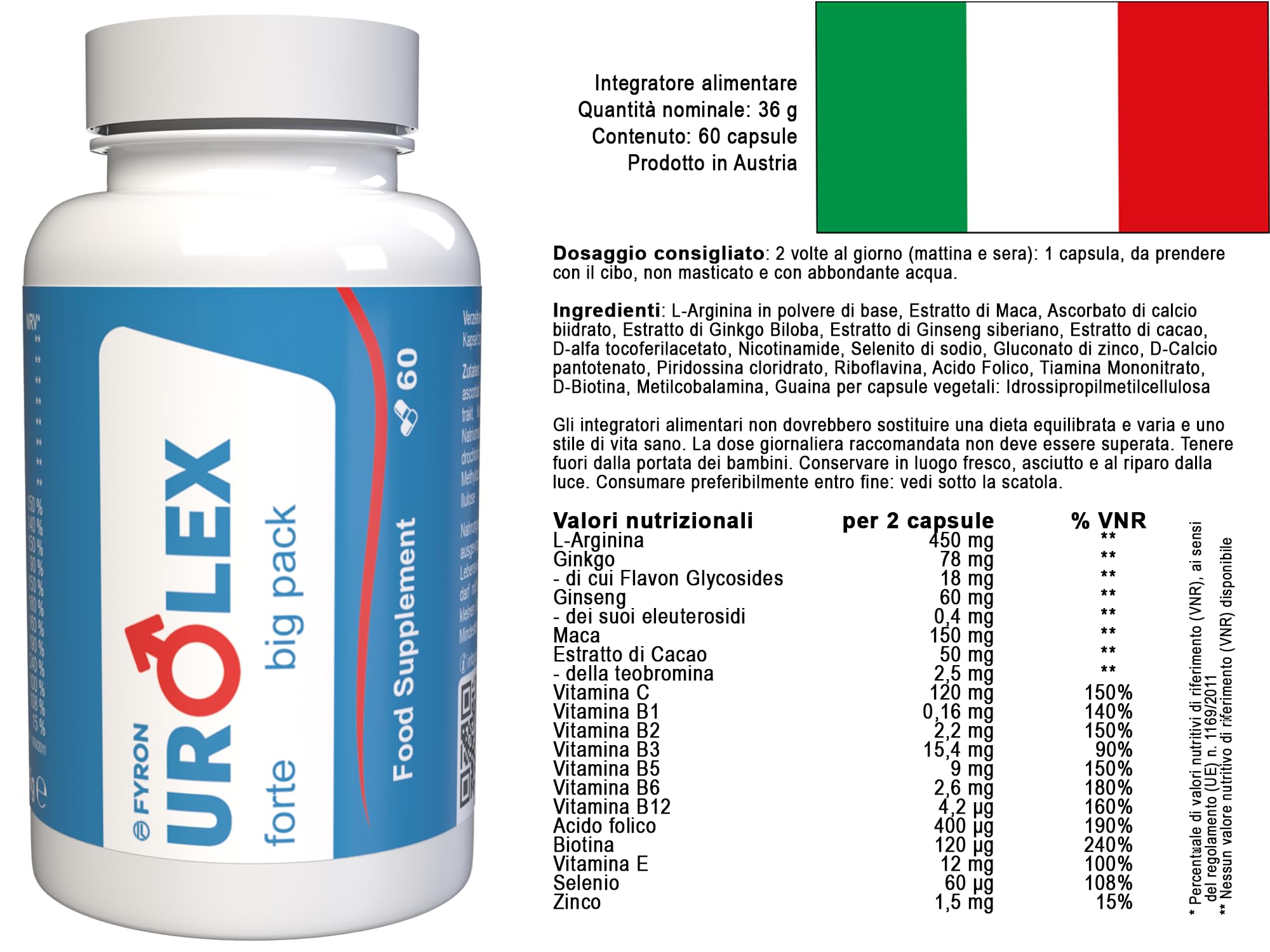 Urolex forte für Männer - 180 Kapseln (3x60 Kapseln) - 3er Pack