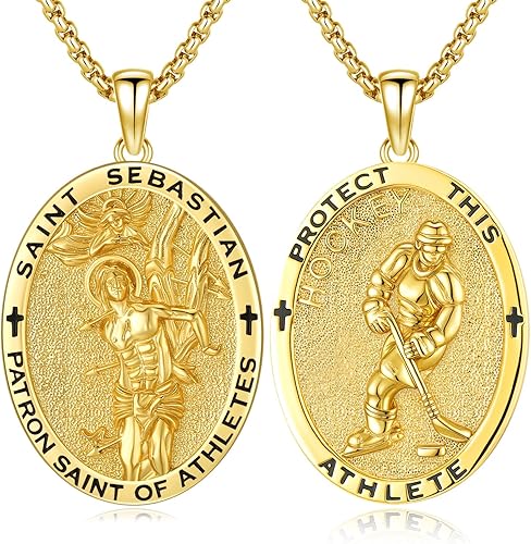 Vista 672 de Collar con colgante de plata de ley 925 con medalla de San Patrón, joyería religiosa para hombres y mujeres, con cadena de acero inoxidable 316L