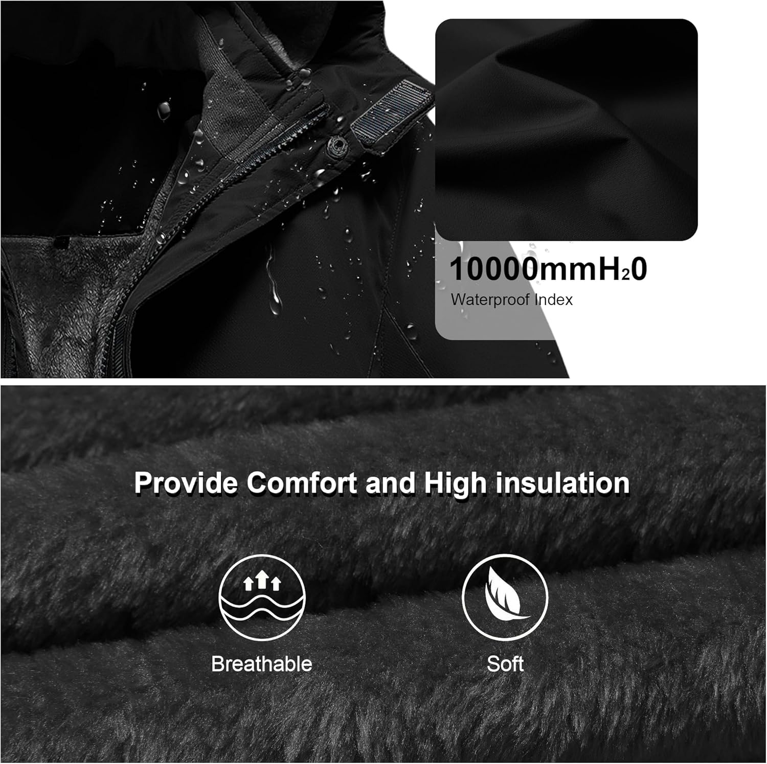 Kid's Waterproof Ski Jacket Warm Fleece Lined Hooded Boy's and Girl's Winter Jacket Breathable Removable Coat - Image 4