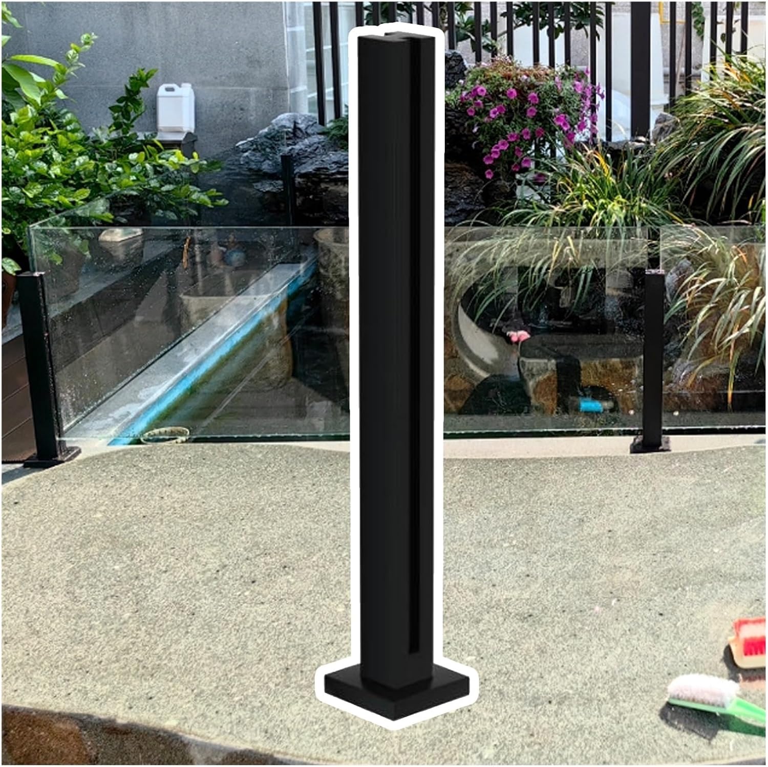 Heavy Duty 304 Stainless Steel Glass Balustrade Post for Steps & Platforms, 24in Tall, Shallow Grey, Durable Railing System for Modern Homes & Decks