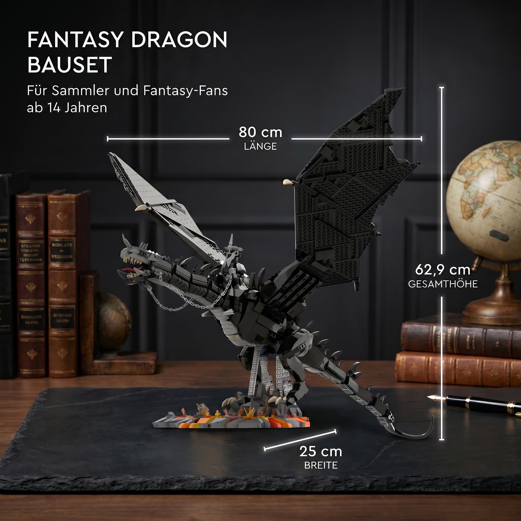 Fantasy Dragon 80cm Großes Klemmbausteine Set - 2199 Teile Drachen Modular Building Bausatz für Erwachsene, Ring Fans & Sammler Kompatibel mit Youmko YM011