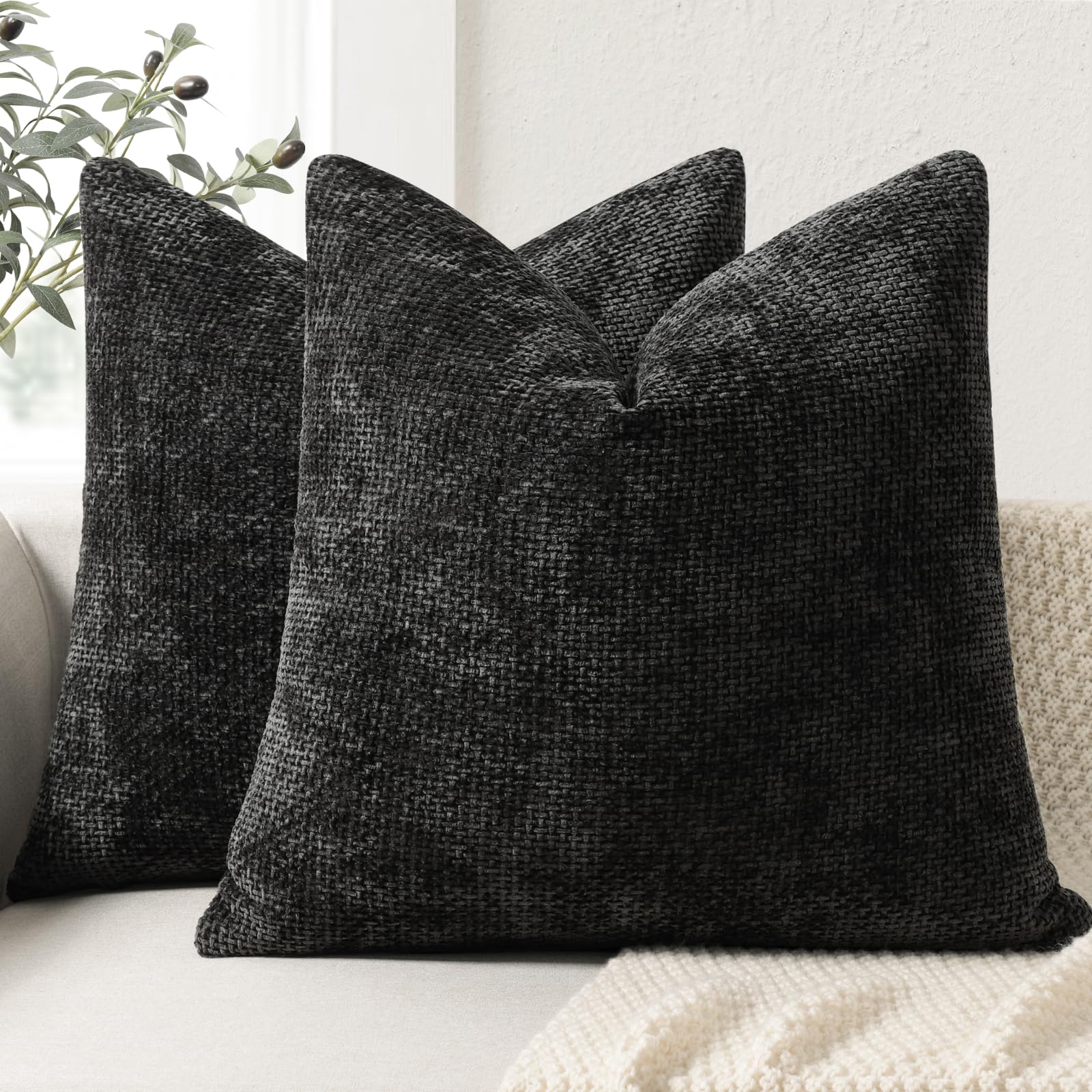 ZWJD Kissenbezug 2er Set Chenille Kissenbezüge Sofakissen Kissenhüllen Dekokissen Weiche Sofakissenbezug für Couch, Bett und Wohnzimmer Heimdekoration Luxus Zierkissenbezüge