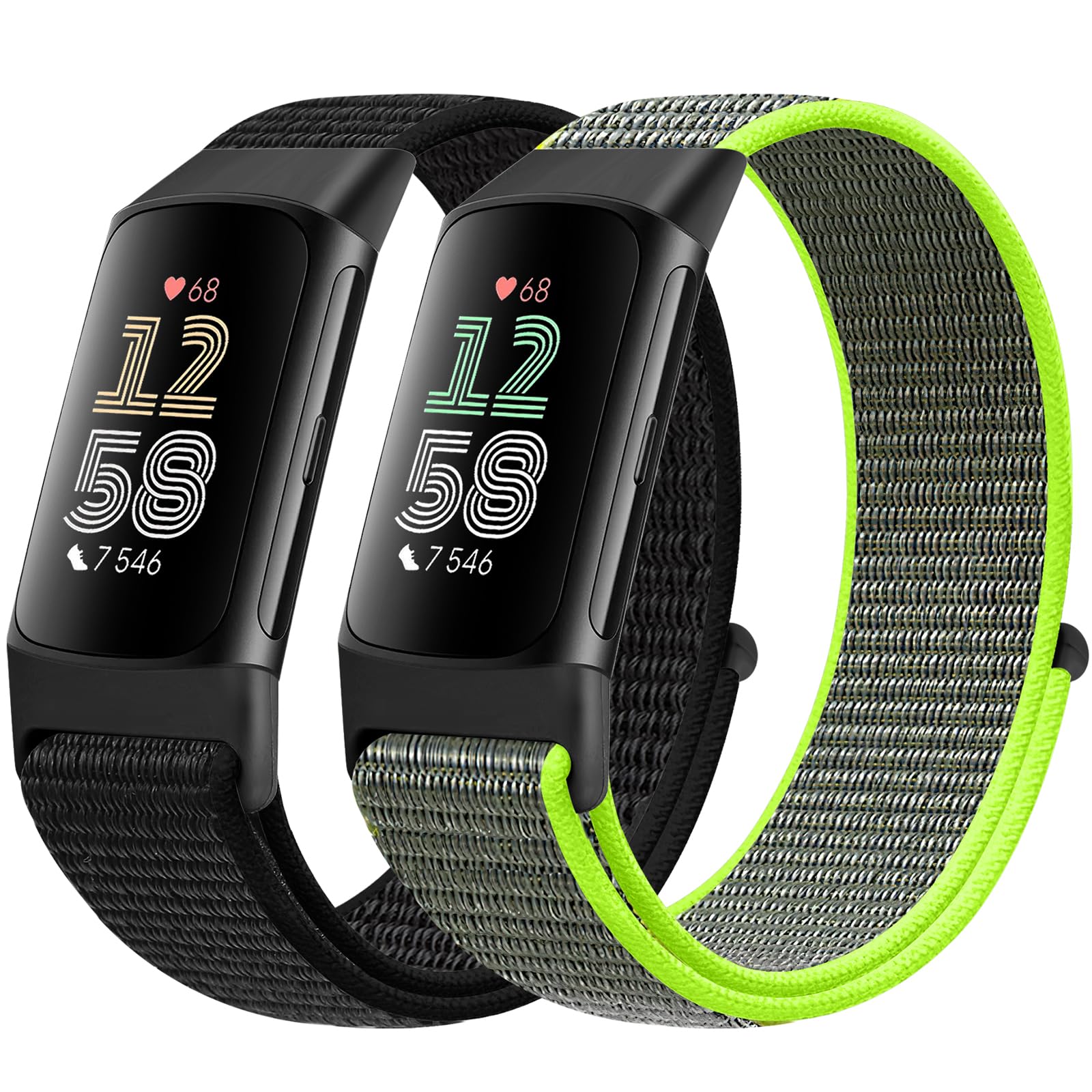 Runostrich Nylon Armband Kompatibel mit Fitbit Charge 6/Fitbit Charge 5 Armband Ersatzband Nylon Sport Loop Uhrenarmband für Fitbit Charge 6/Charge 5 Damen Herren