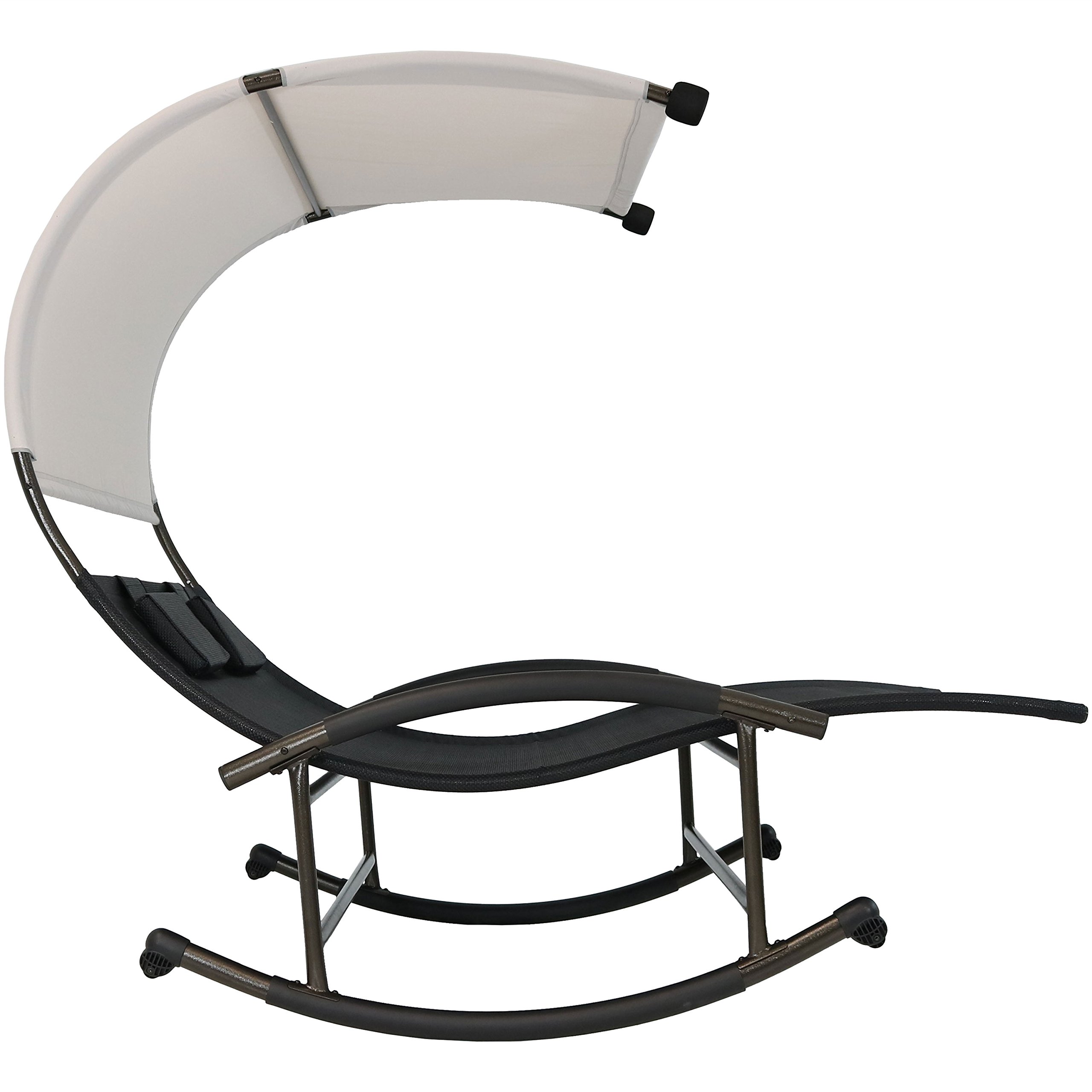 Sunnydaze Outdoor Double Chaise Rocking Lounge Chair with Canopy Shade