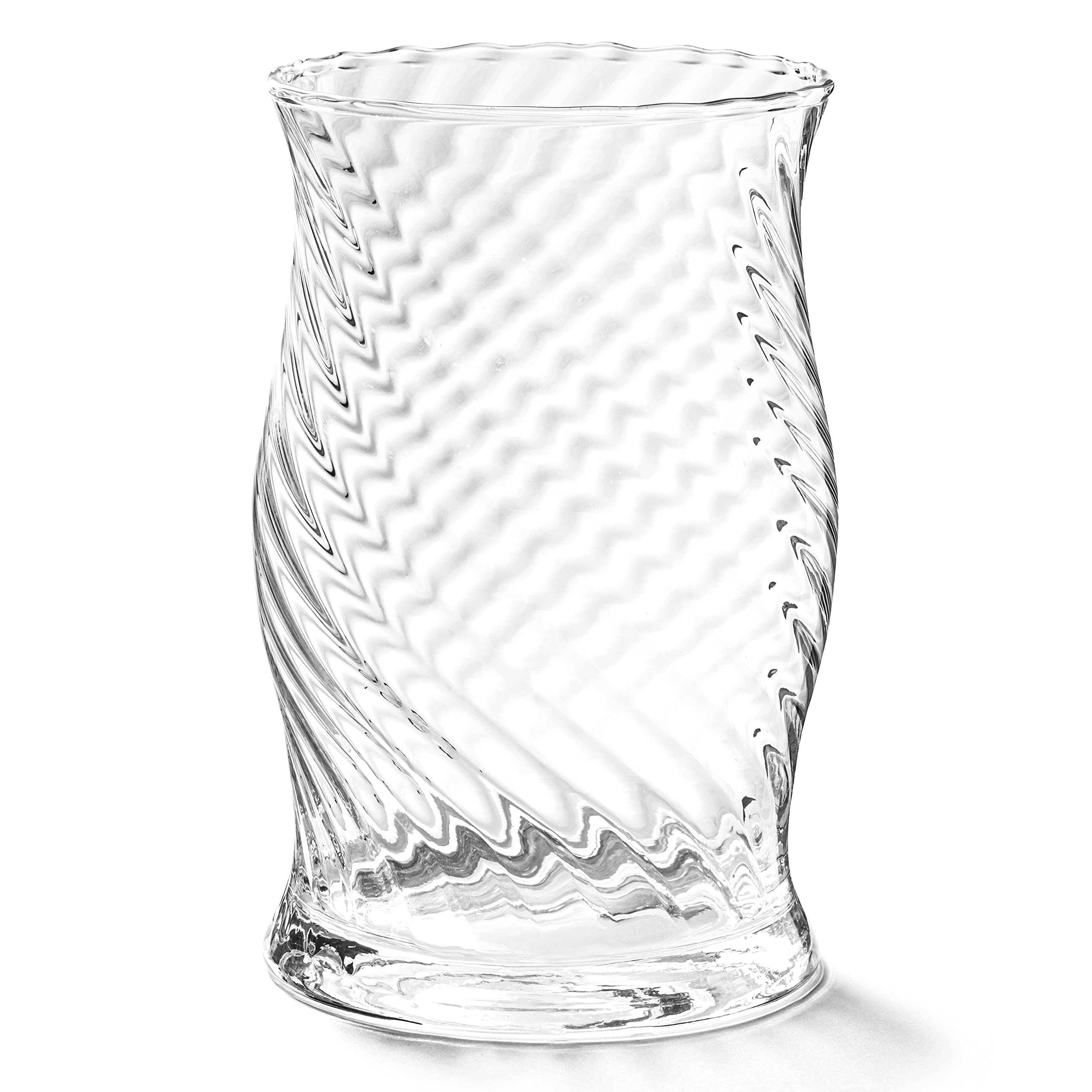 Kubus Transparent Glass Flower Vase 20Cm, Glass Hurricane Candle Holder, Mouth Blown, Unique Design, Thick And Robust Vase For Centrepieces