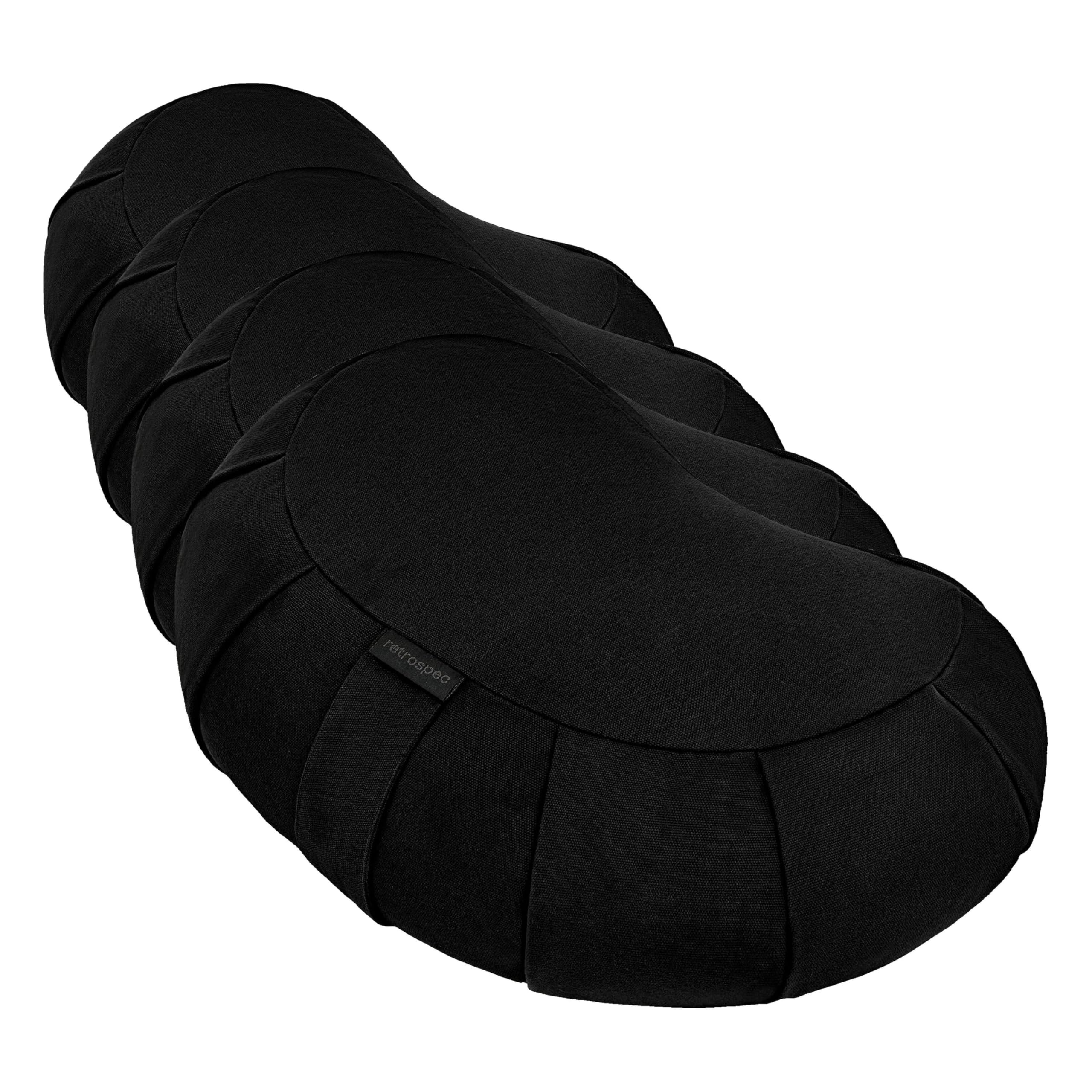 Retrospec Sedona Zafu Meditation Cushion Filled w/Buckwheat Hulls - Yoga Pillow for Meditation Practices - Machine Washable 100% Cotton Cover &amp; Durable Carry Handle, Crescent, Black (Pack of 4)