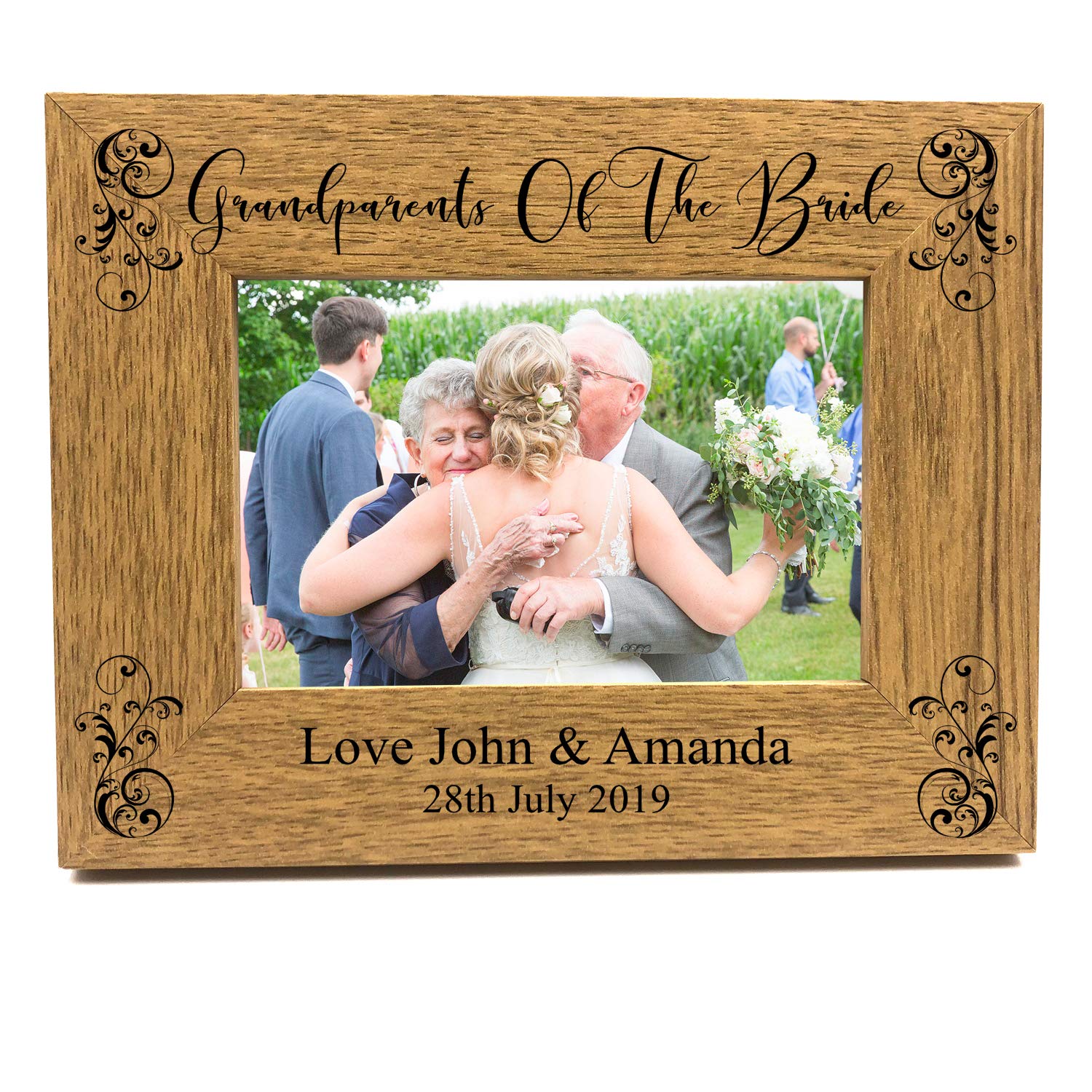 Grandparents Of The Bride Personalised Wooden Photo Frame Gift (8 x 10 Inch)