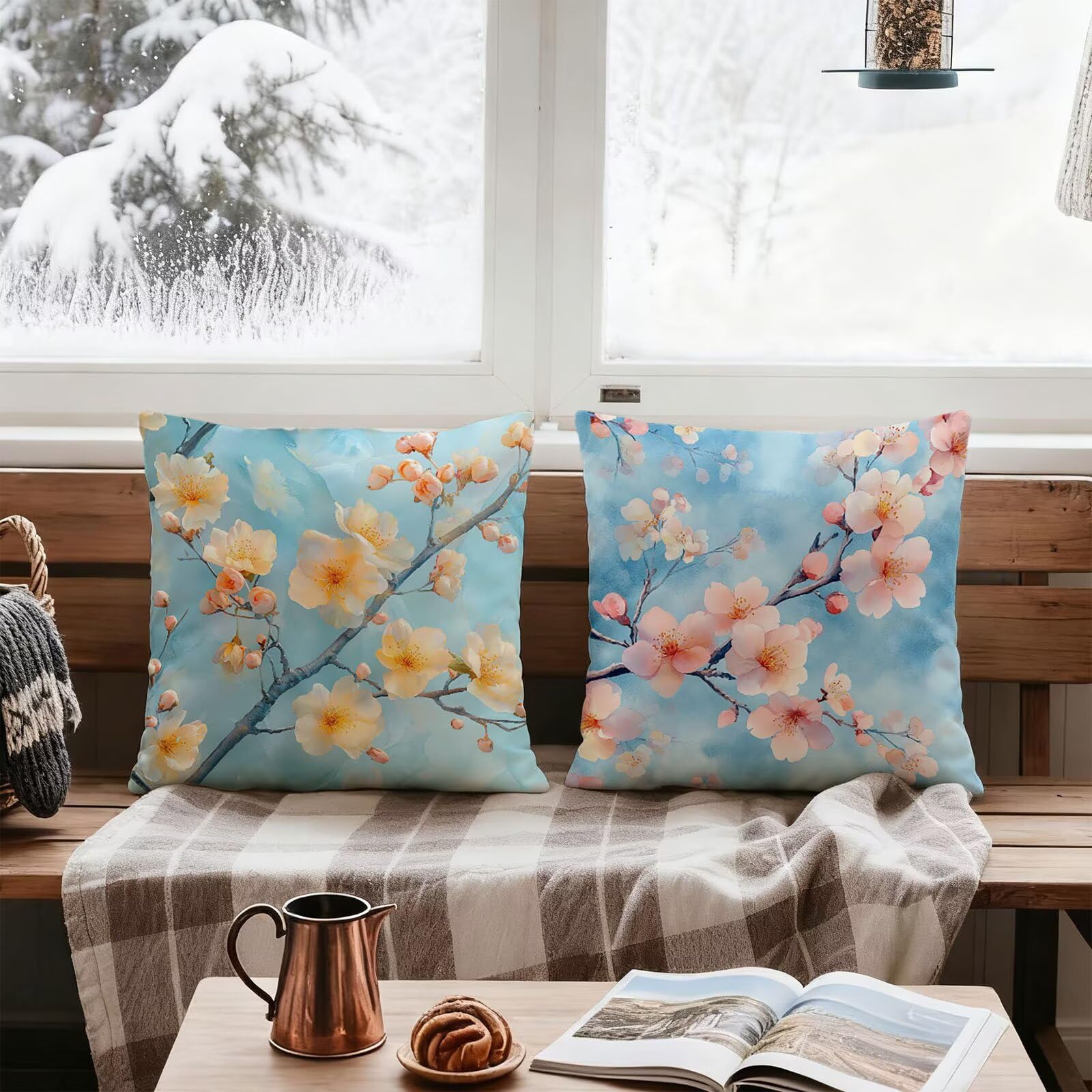 Rosa Funda Cojin 65x65 Flor Funda Almohada 65x65 Cojines Sofa Súper Suave Fundas Cojines Decorativos Fundas Almohadas 4 Piezas Almohada Cervicales y Cuello, para Hogar Cama Salon Decoracion E - 749