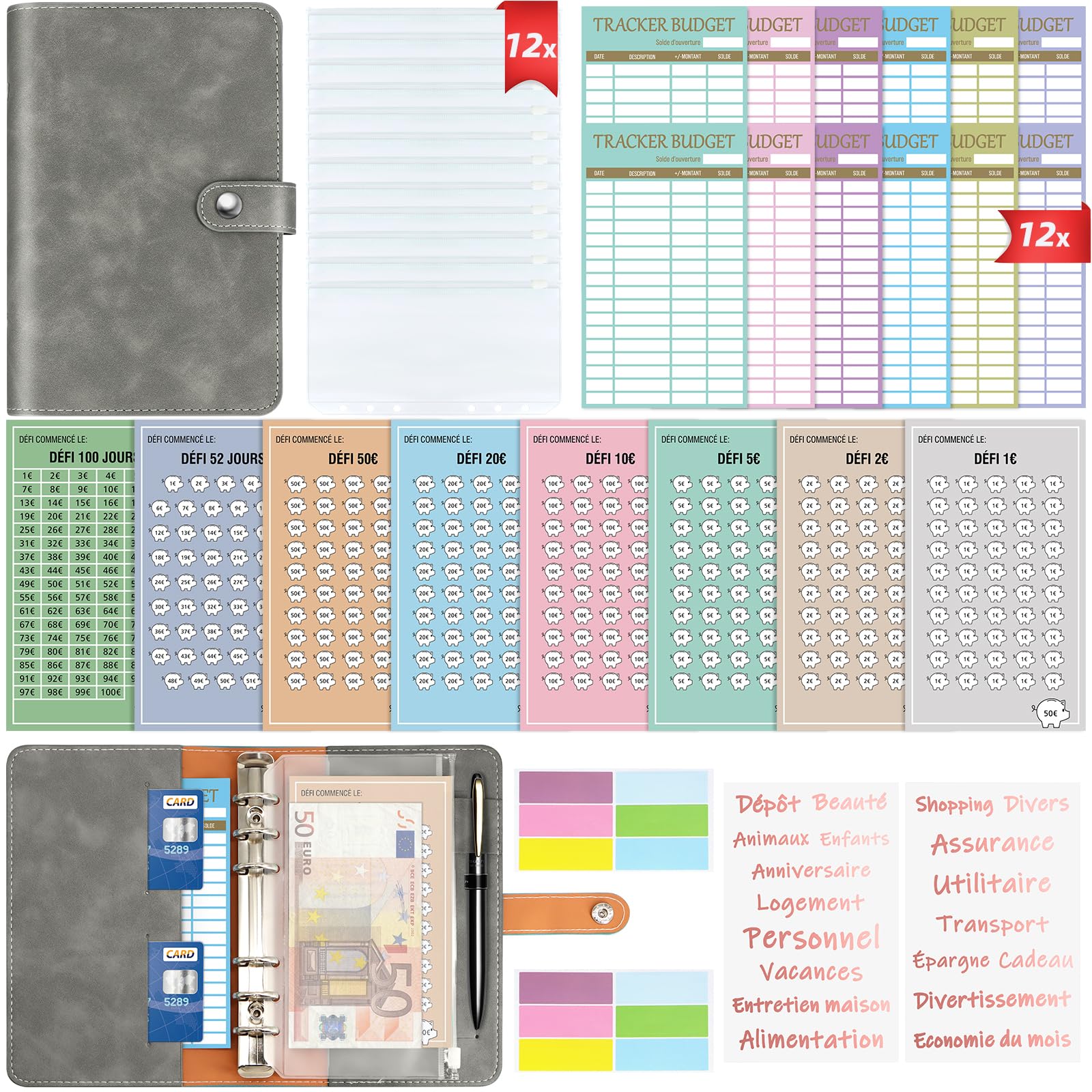 A6 French Budget Envelope - Budget Planner - Budget Notebook with 8 Money Saving Challenge - Complete French Budget Binder to Save Money, Plan Your Expenditures